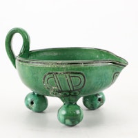 Alfareria Jimenez Zaragoza Art Pottery Footed Pitcher Bowl, Late 20th Century