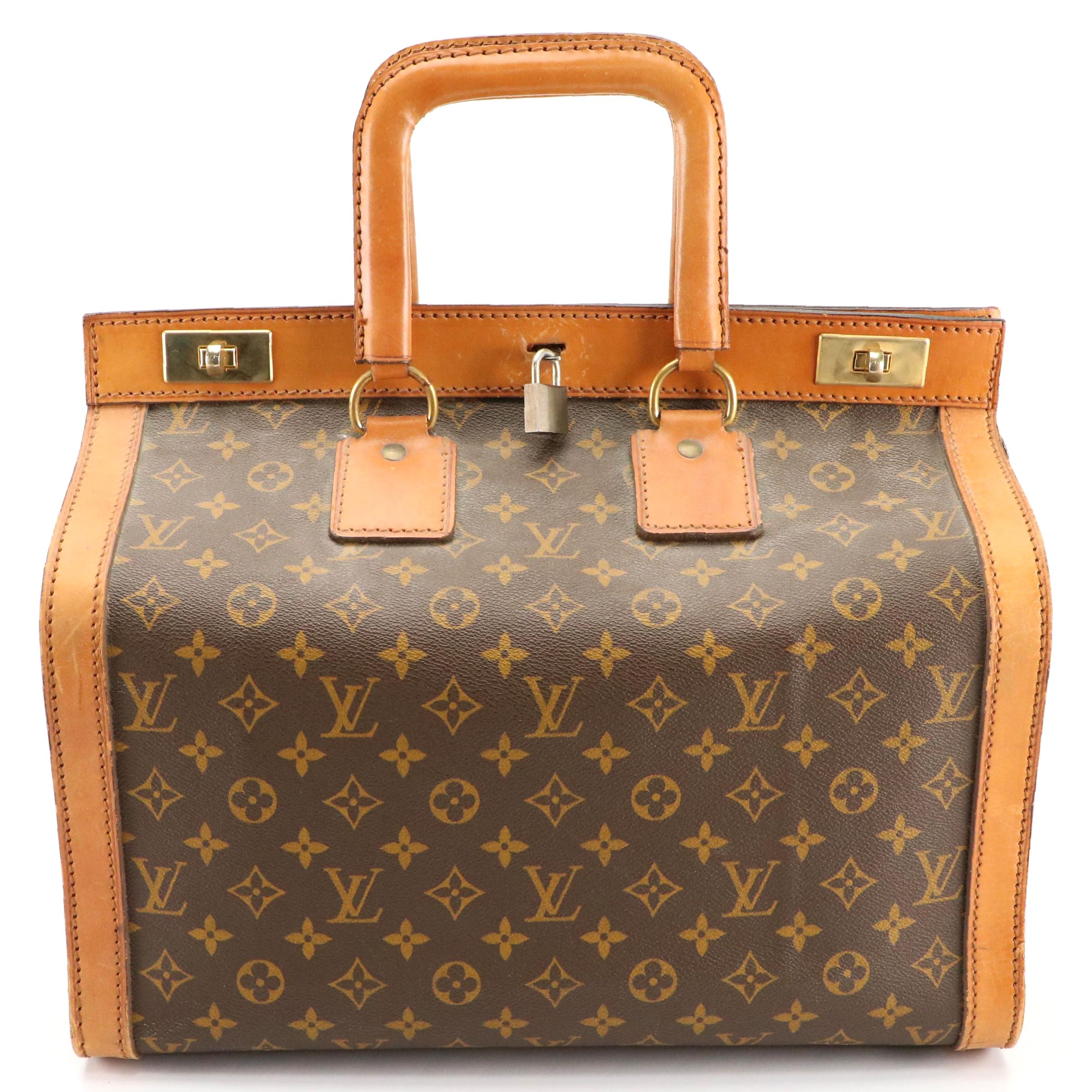 Louis Vuitton Vintage Shoe Box Travel Trunk in Coated Canvas and Leather Trim