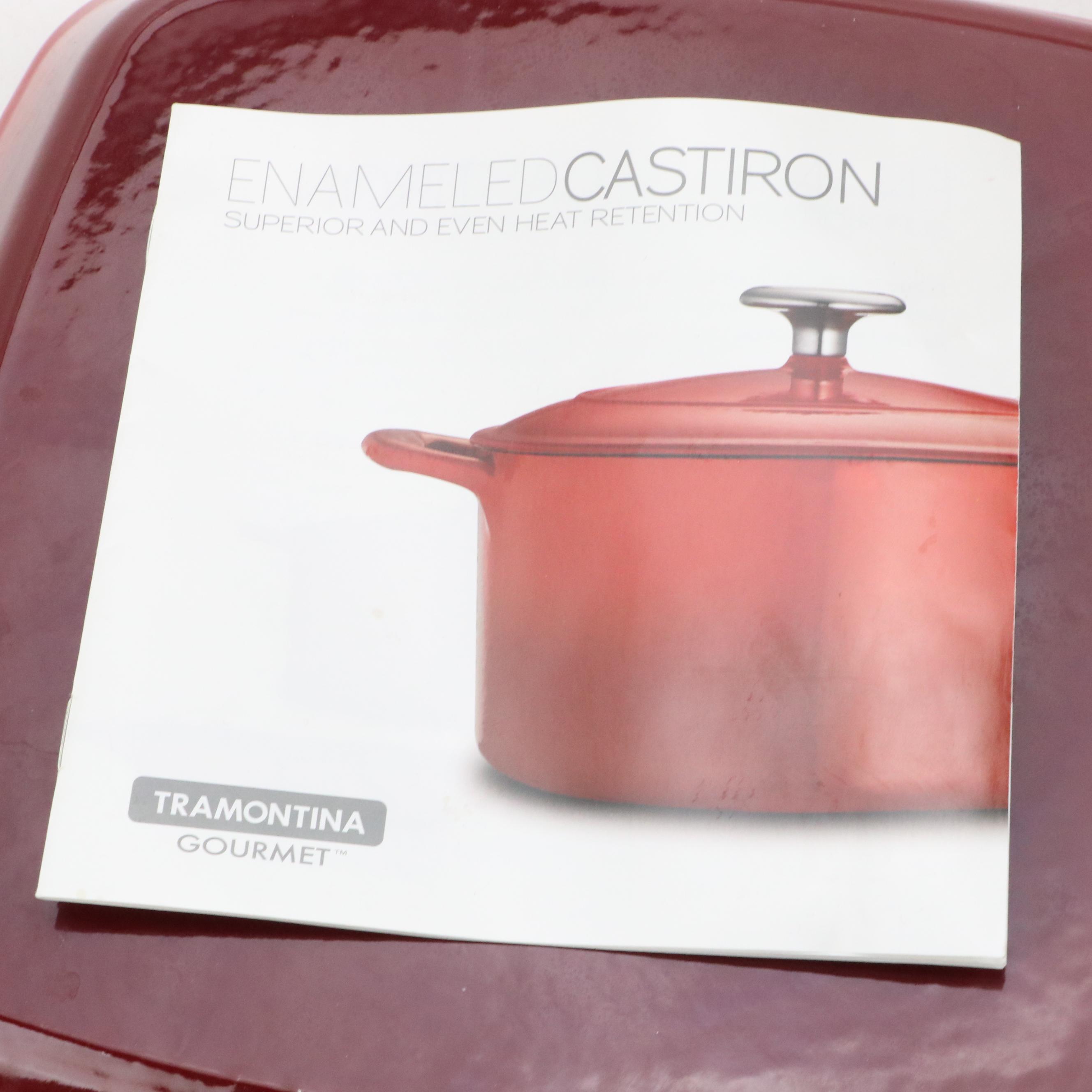 Tramontina Enameled Cast Iron Grill Pan and Press with Other Casserole