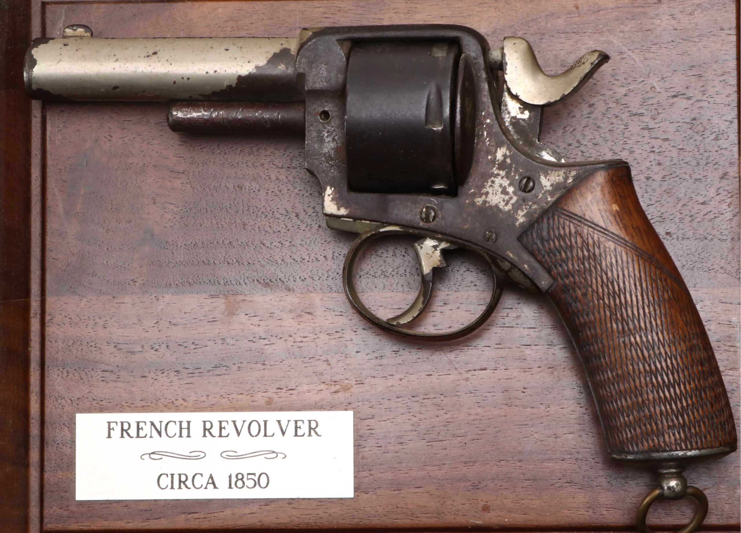 French Revolver in Frame, 19th Century