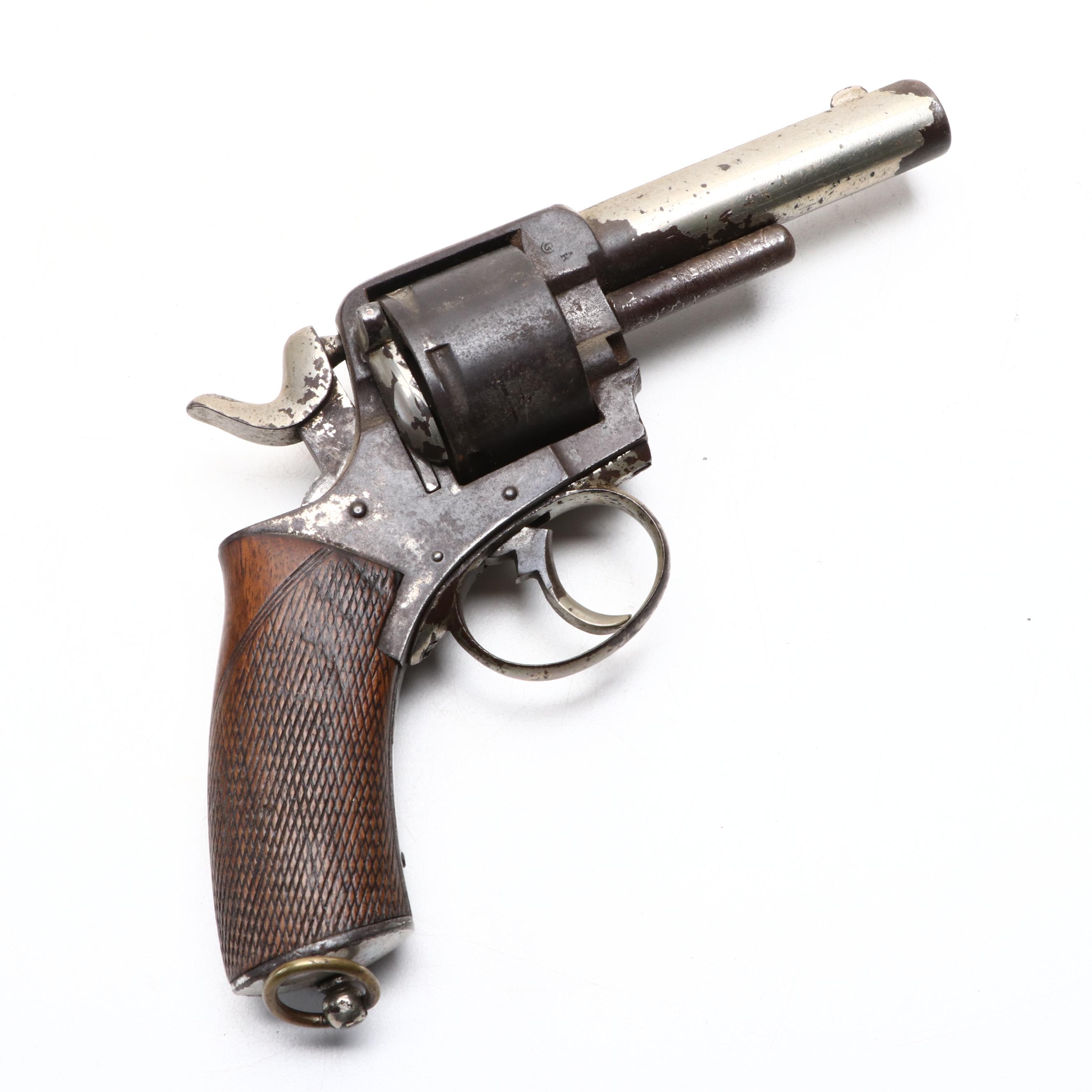 French Revolver in Frame, 19th Century