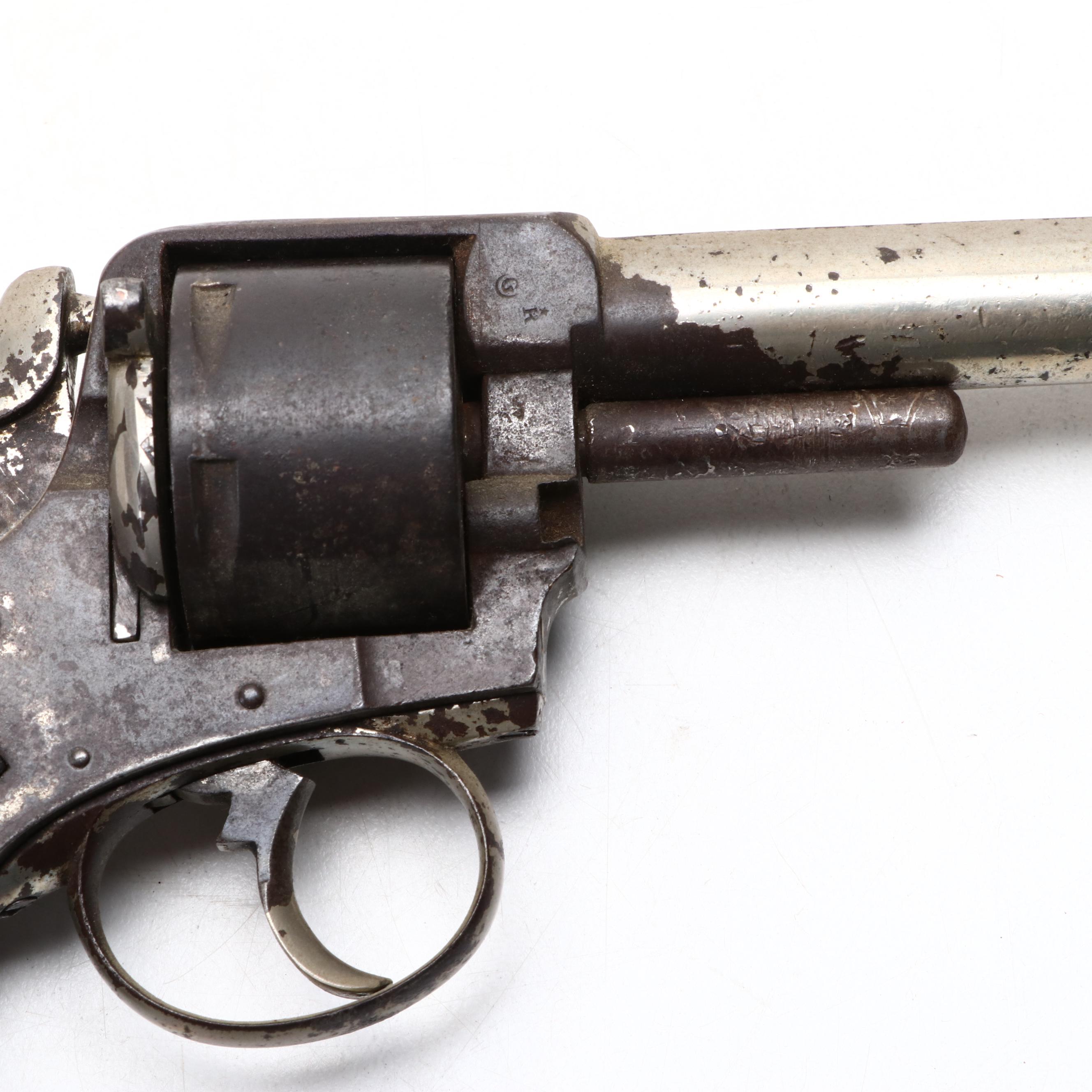 French Revolver in Frame, 19th Century