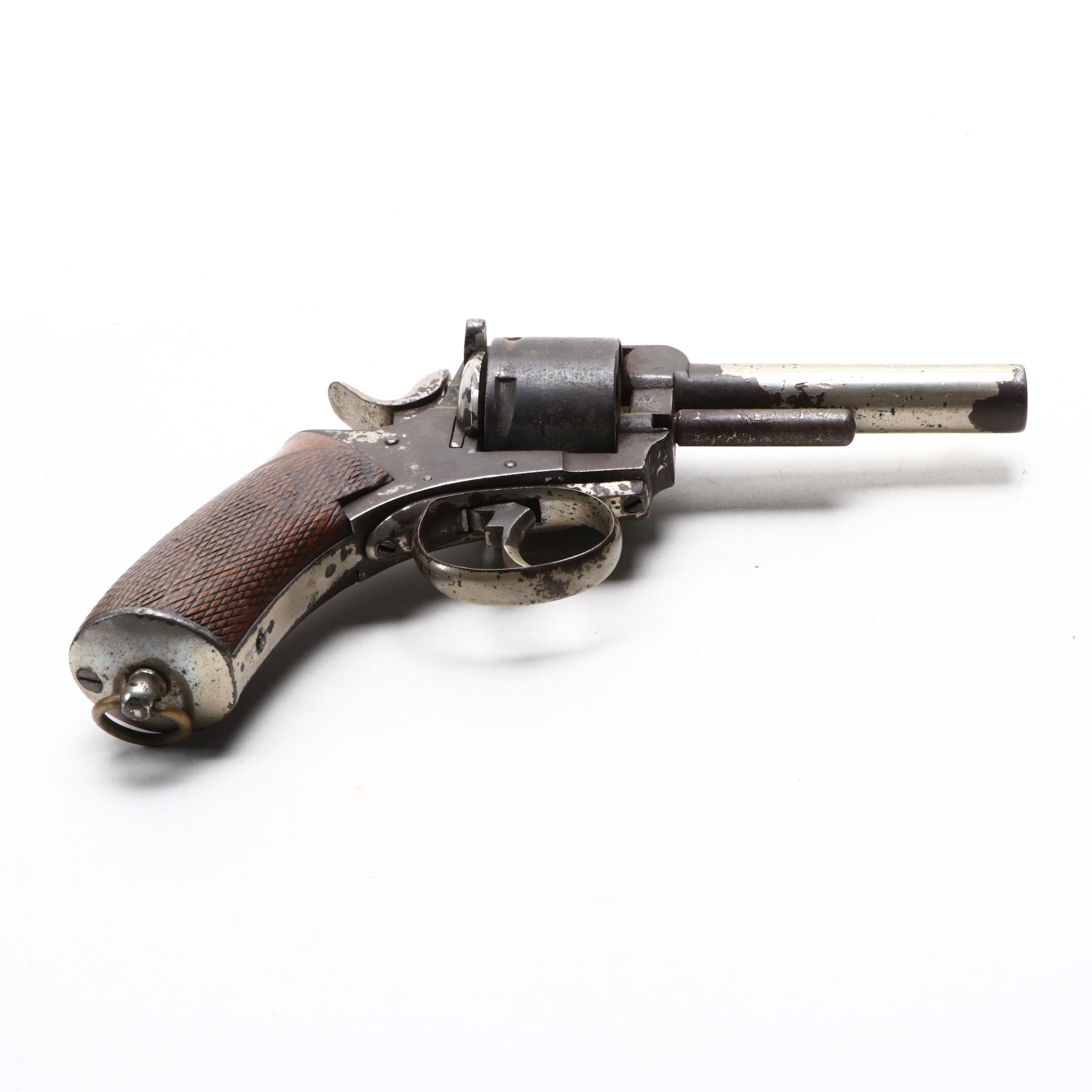 French Revolver in Frame, 19th Century