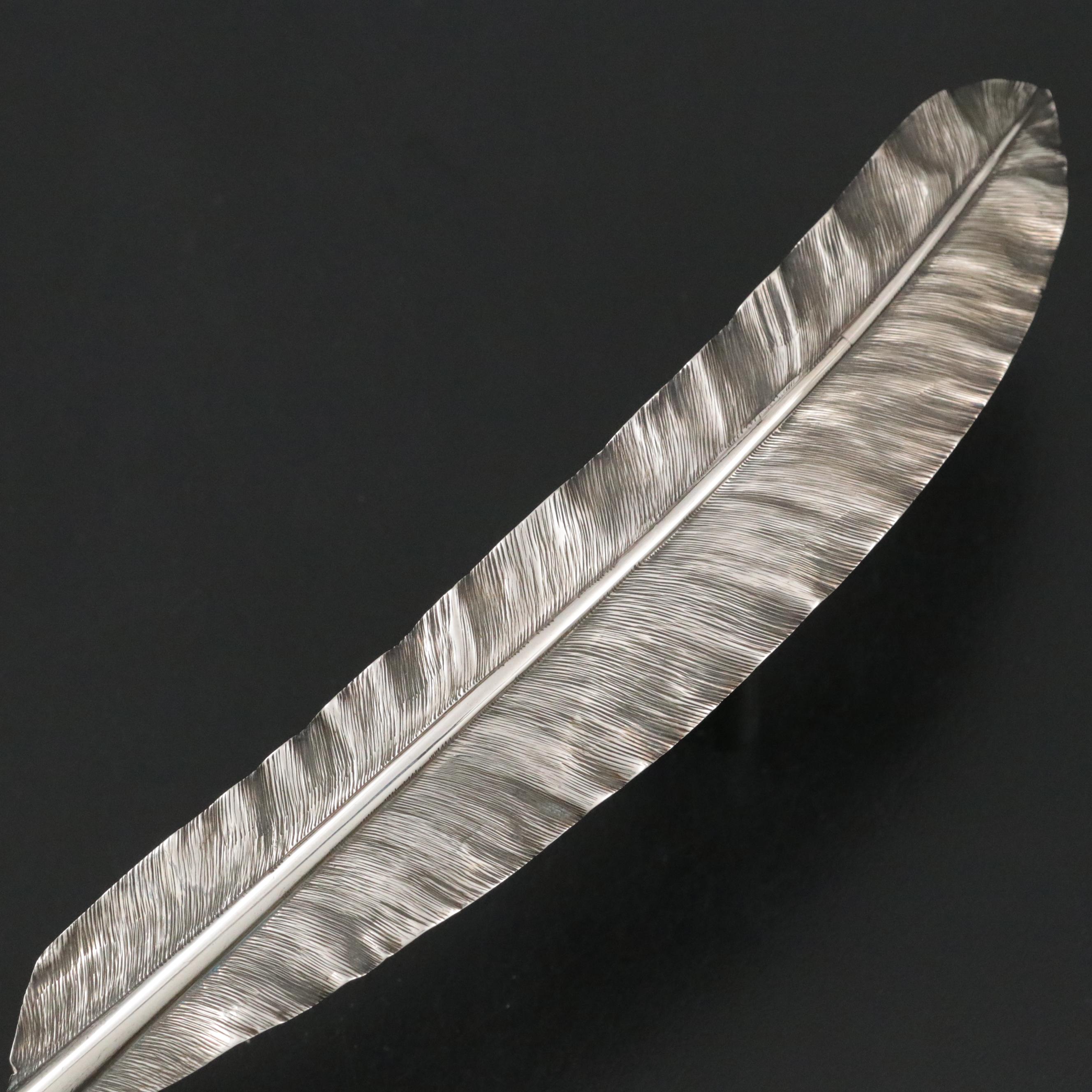 Victorian English Sterling Silver Feather Quill Pen, Circa 1864
