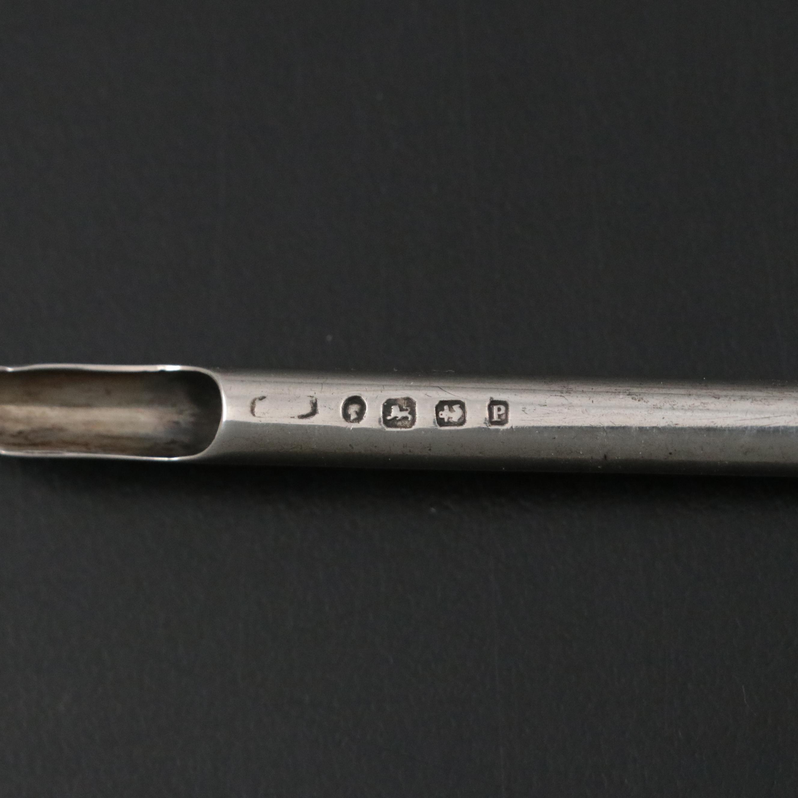 Victorian English Sterling Silver Feather Quill Pen, Circa 1864