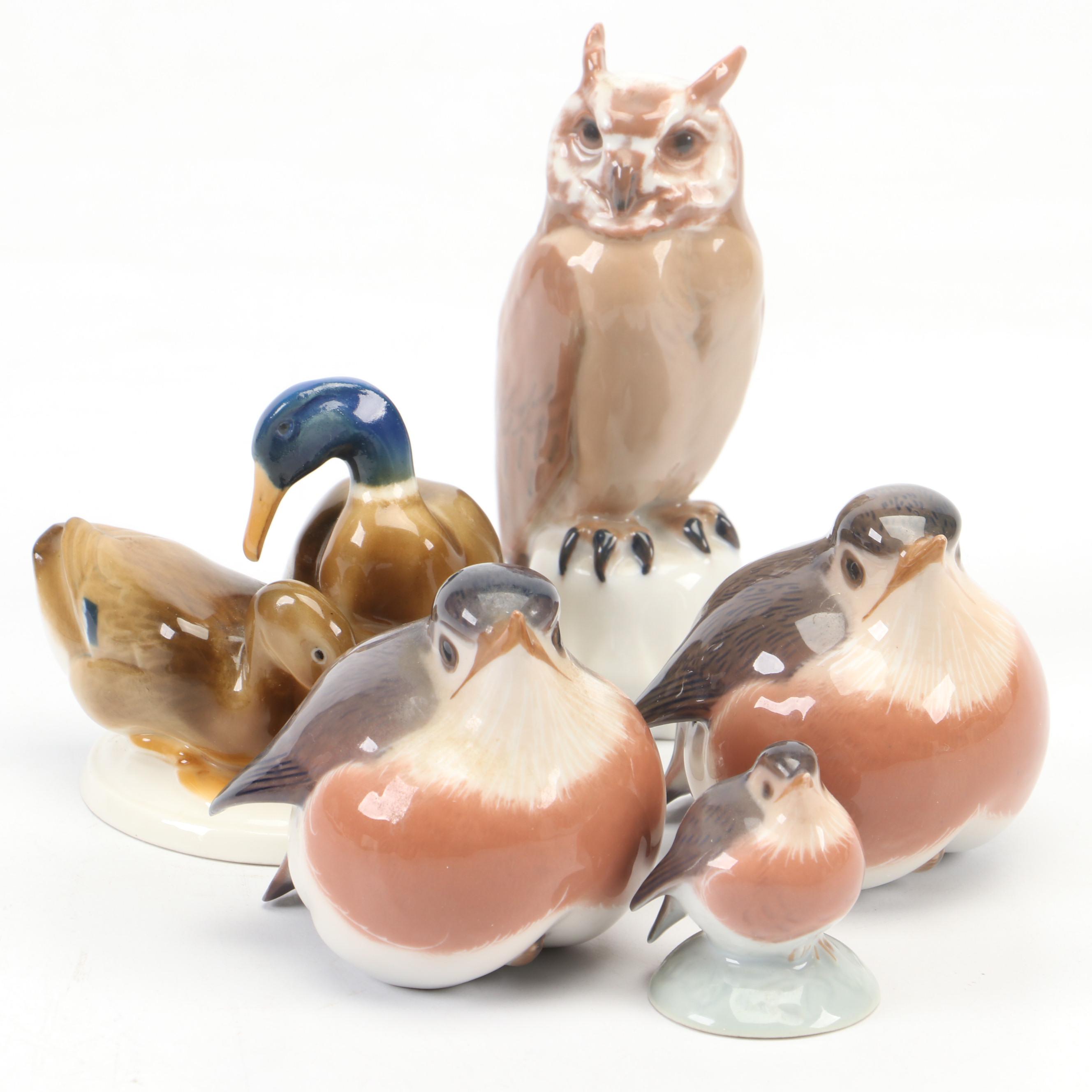 Royal Copenhagen, B&G and Hutschenreuther Porcelain Bird Figurines