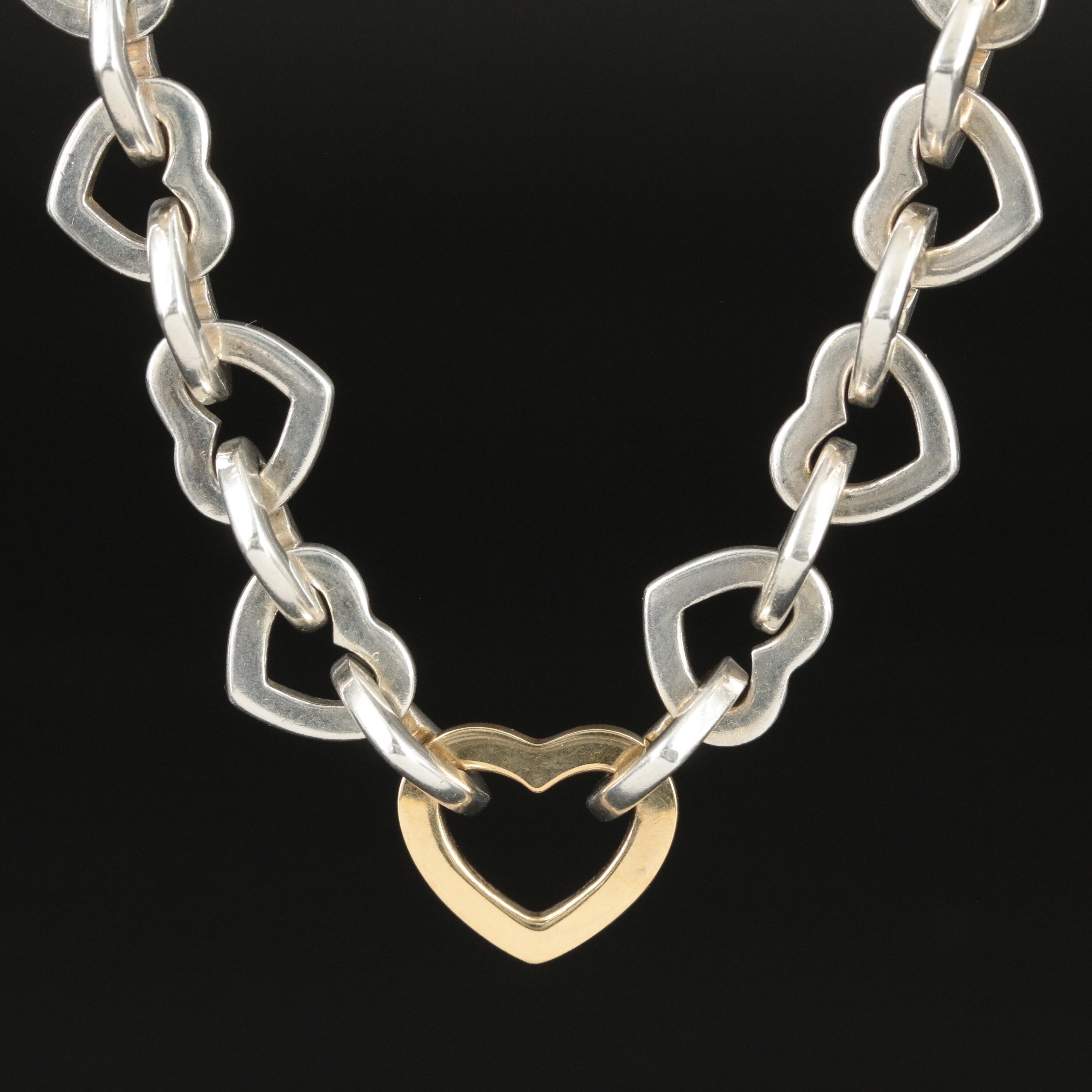 Tiffany & Co. Sterling and 18K Interlocking Heart Necklace