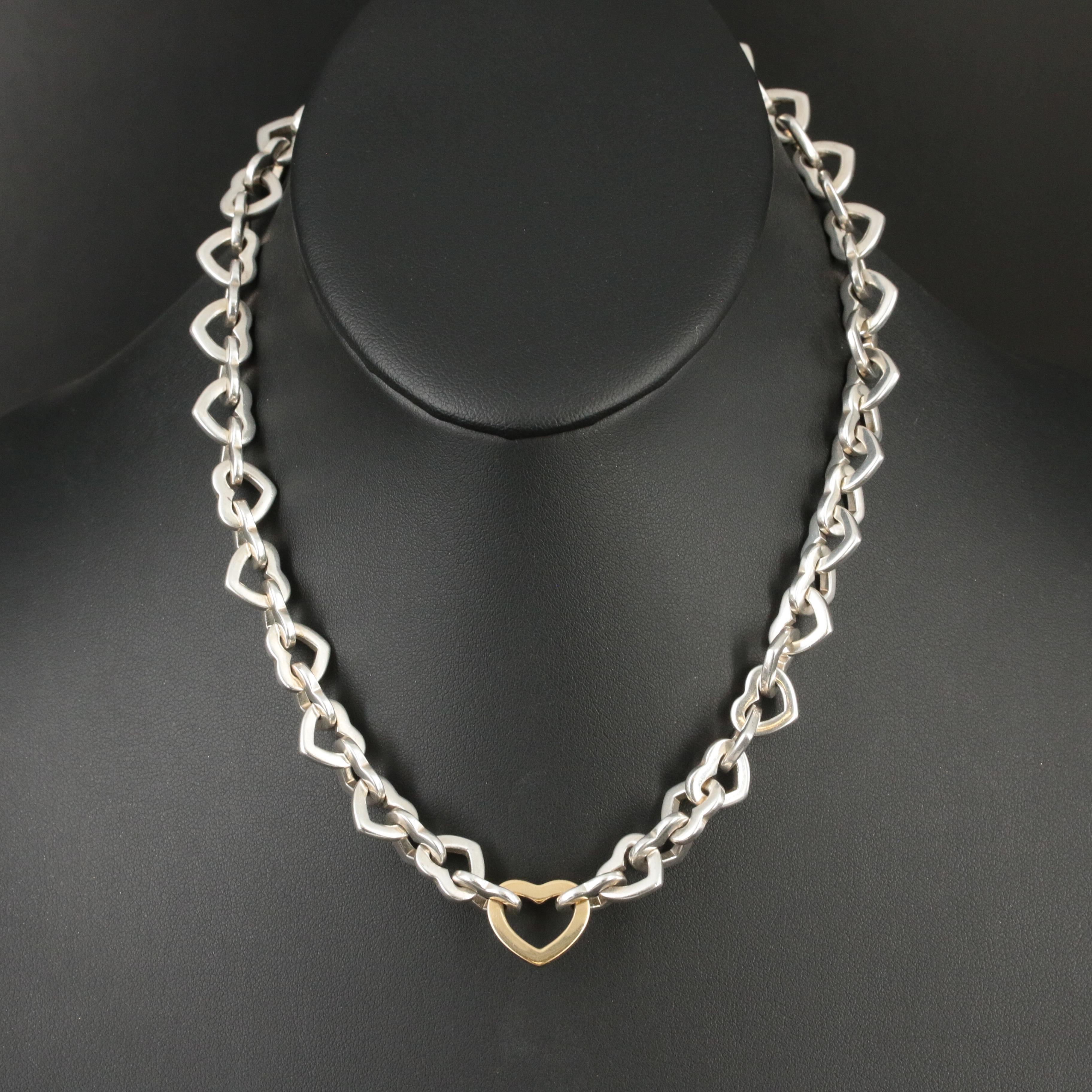 Tiffany & Co. Sterling and 18K Interlocking Heart Necklace