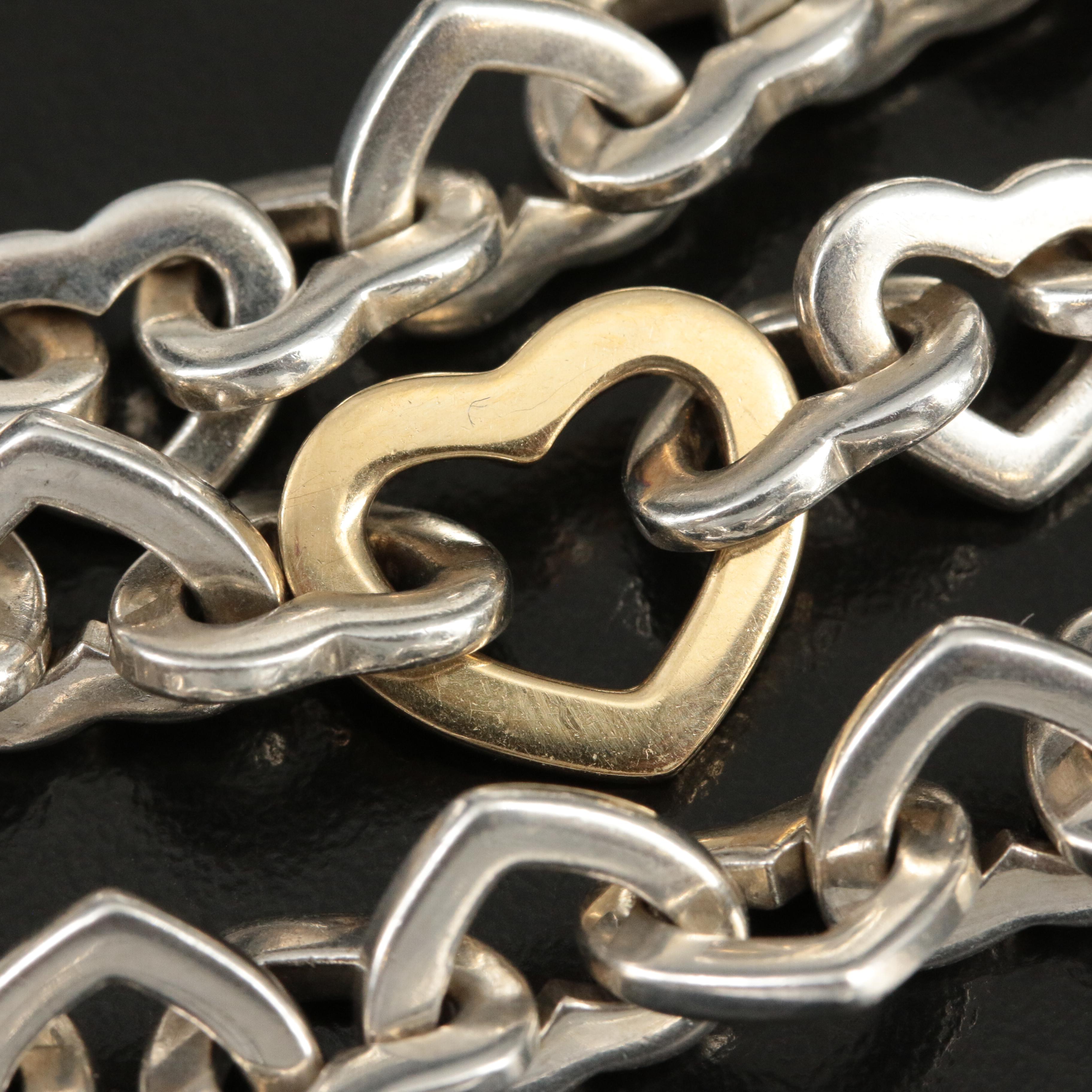 Tiffany & Co. Sterling and 18K Interlocking Heart Necklace