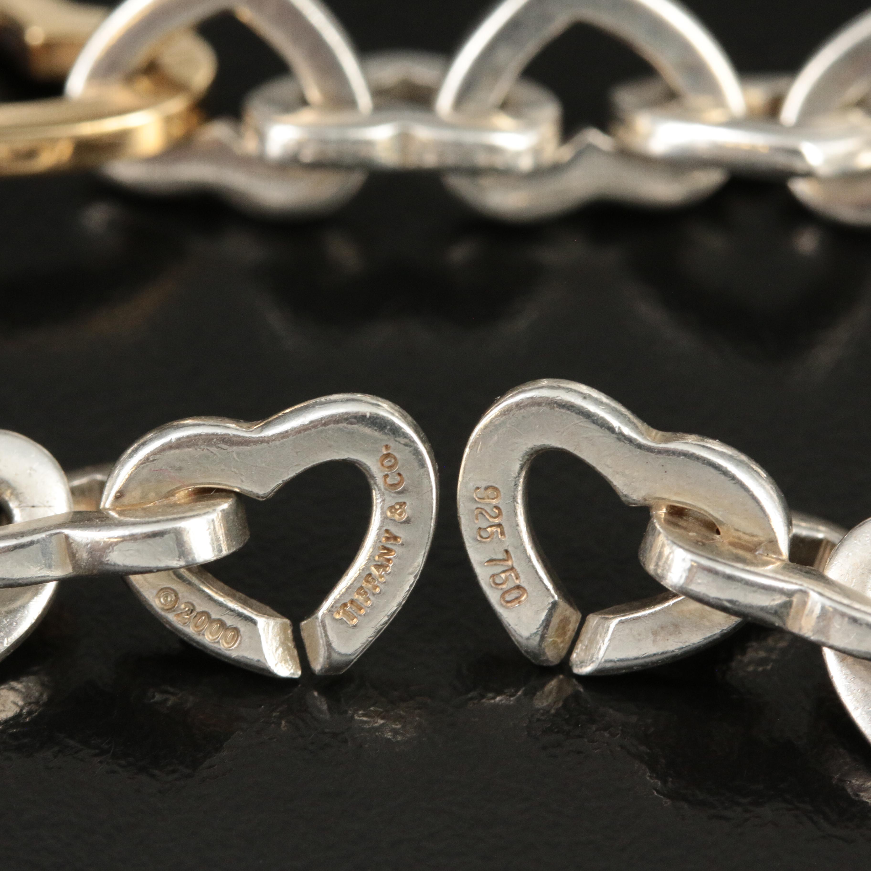 Tiffany & Co. Sterling and 18K Interlocking Heart Necklace