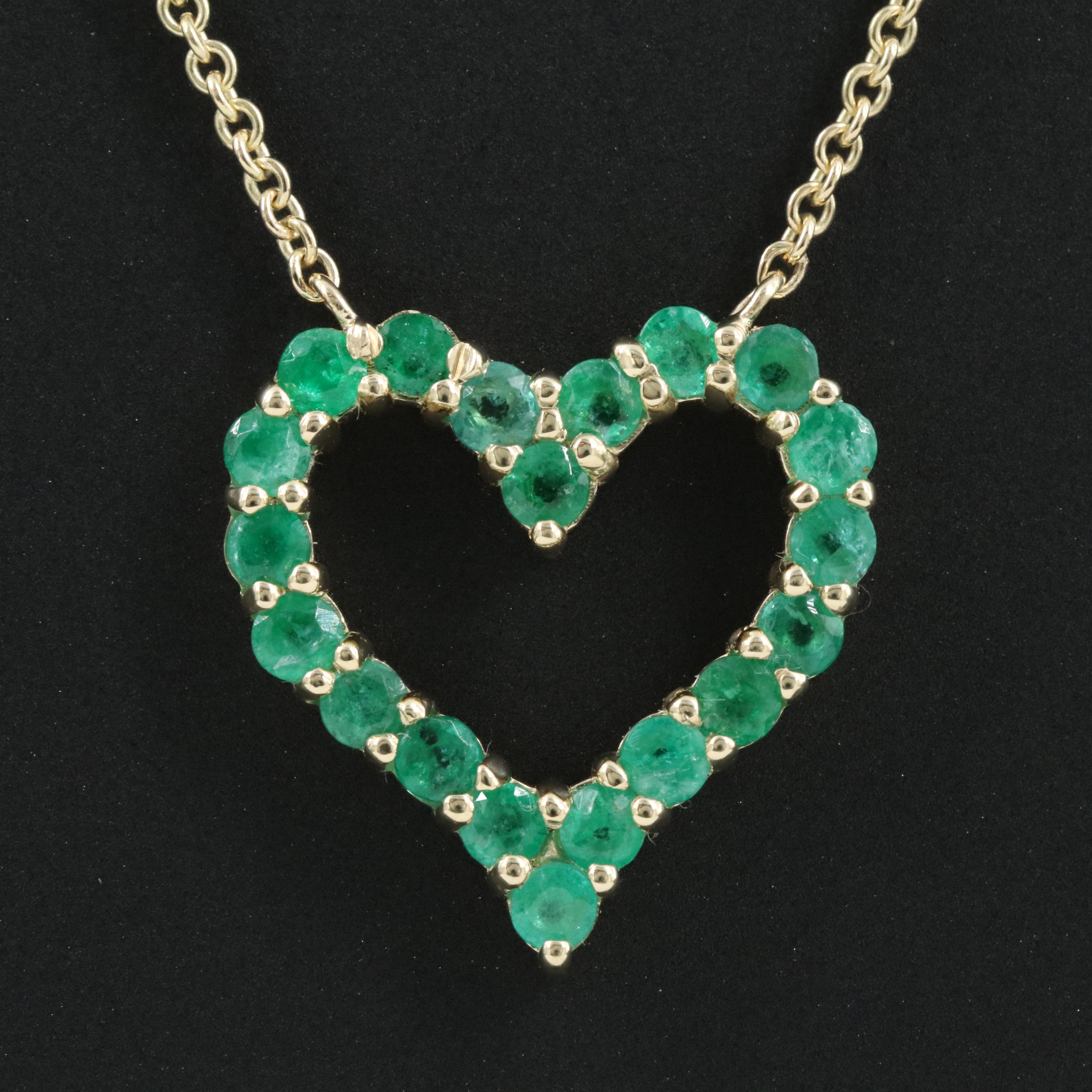 14K Emerald Heart Pendant Necklace