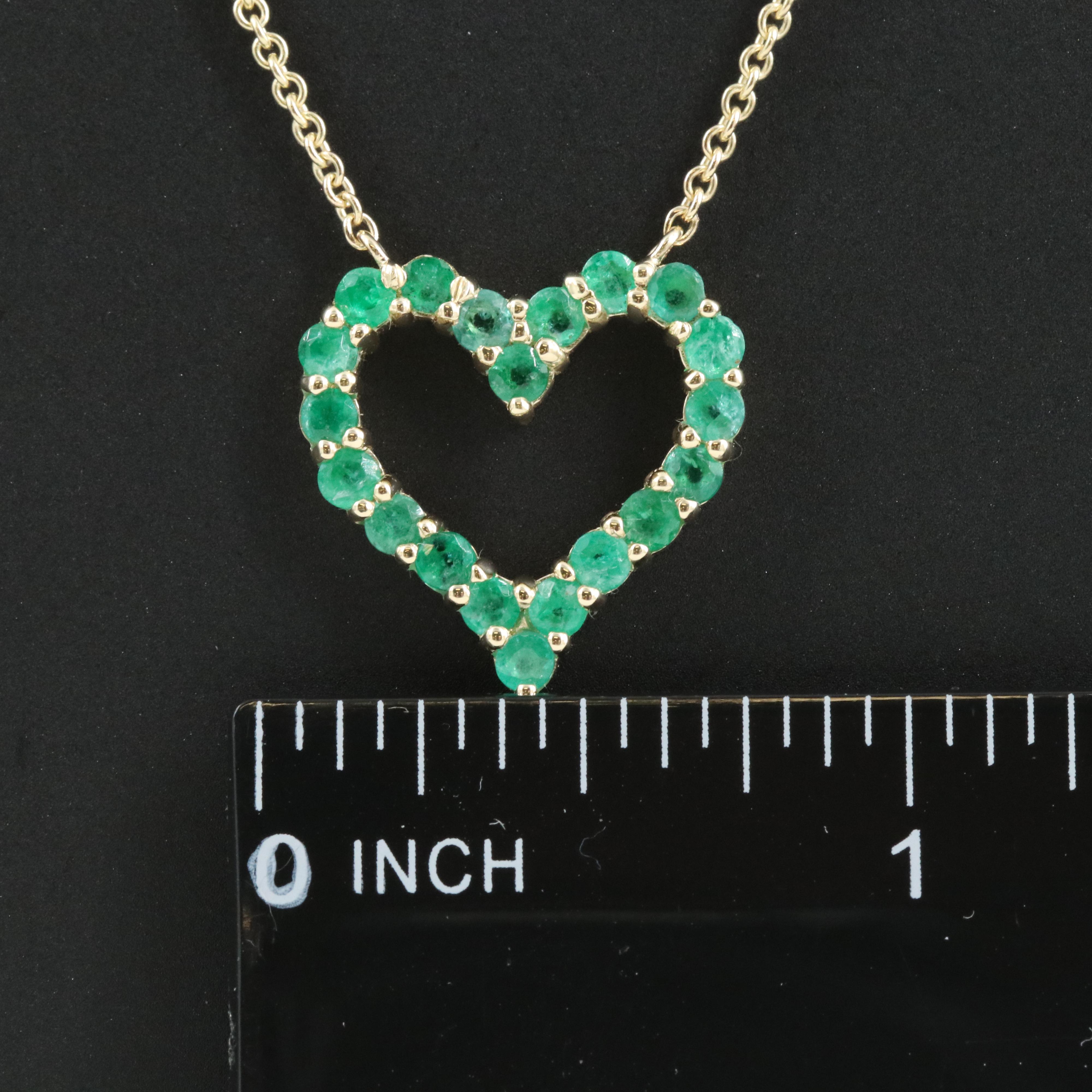 14K Emerald Heart Pendant Necklace
