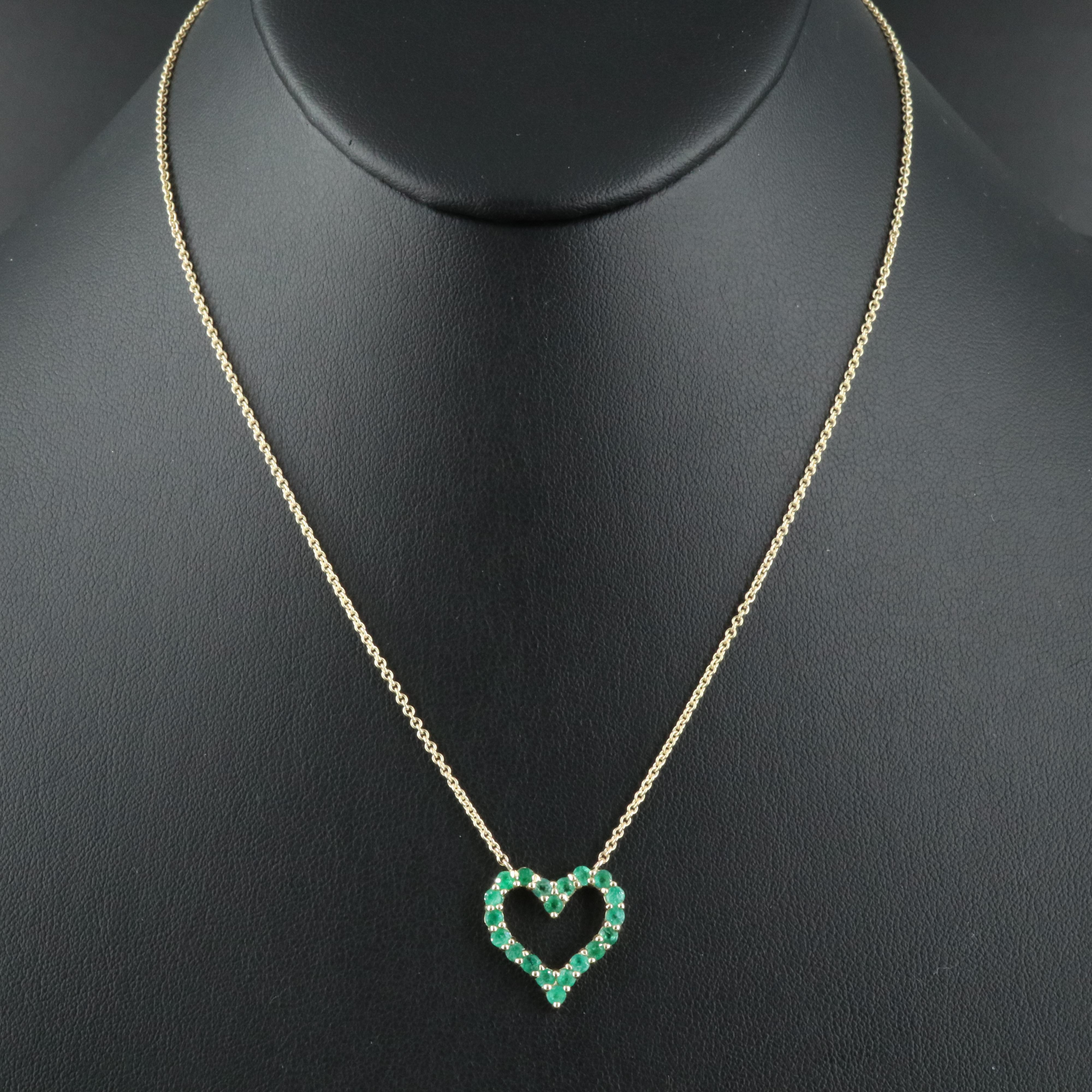 14K Emerald Heart Pendant Necklace