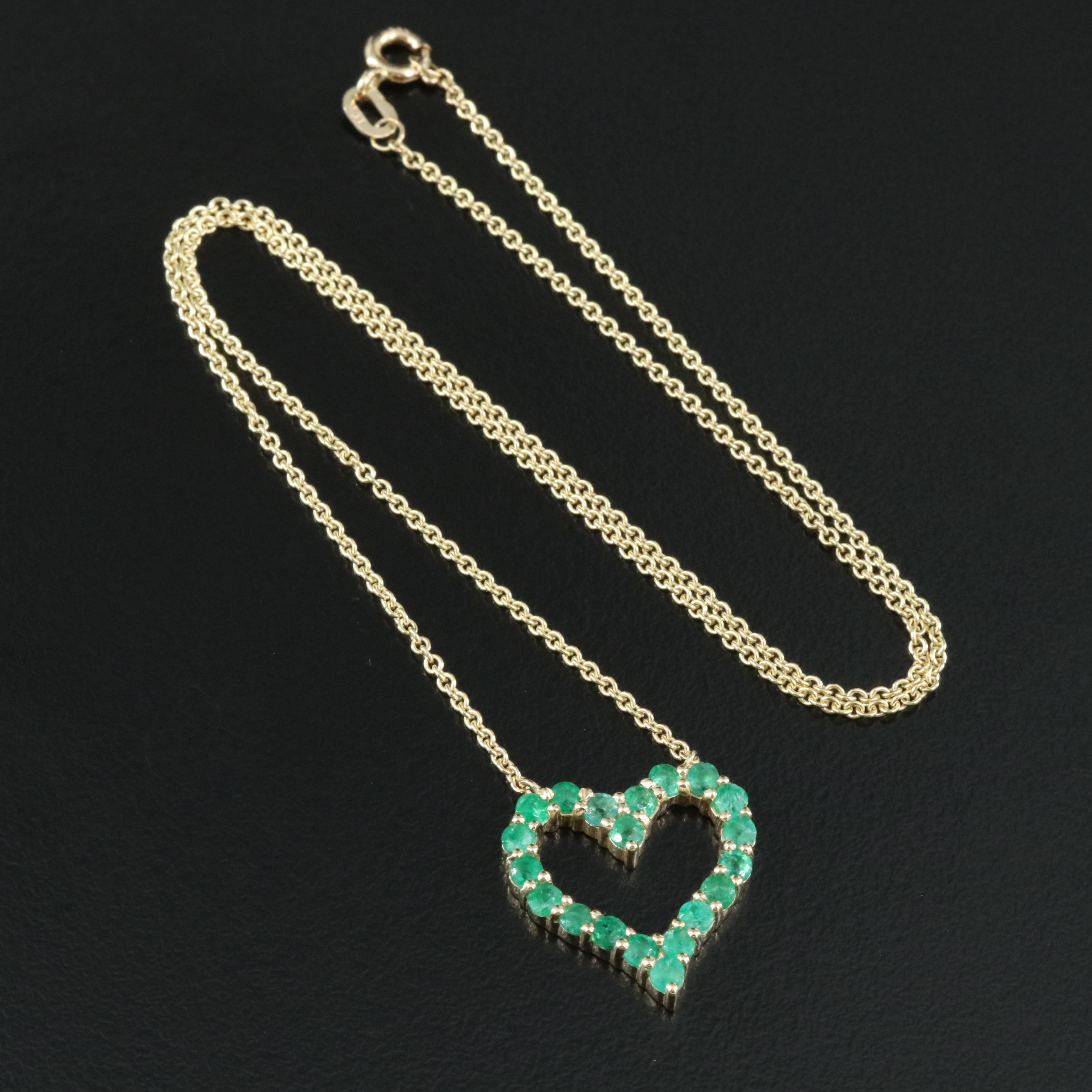14K Emerald Heart Pendant Necklace
