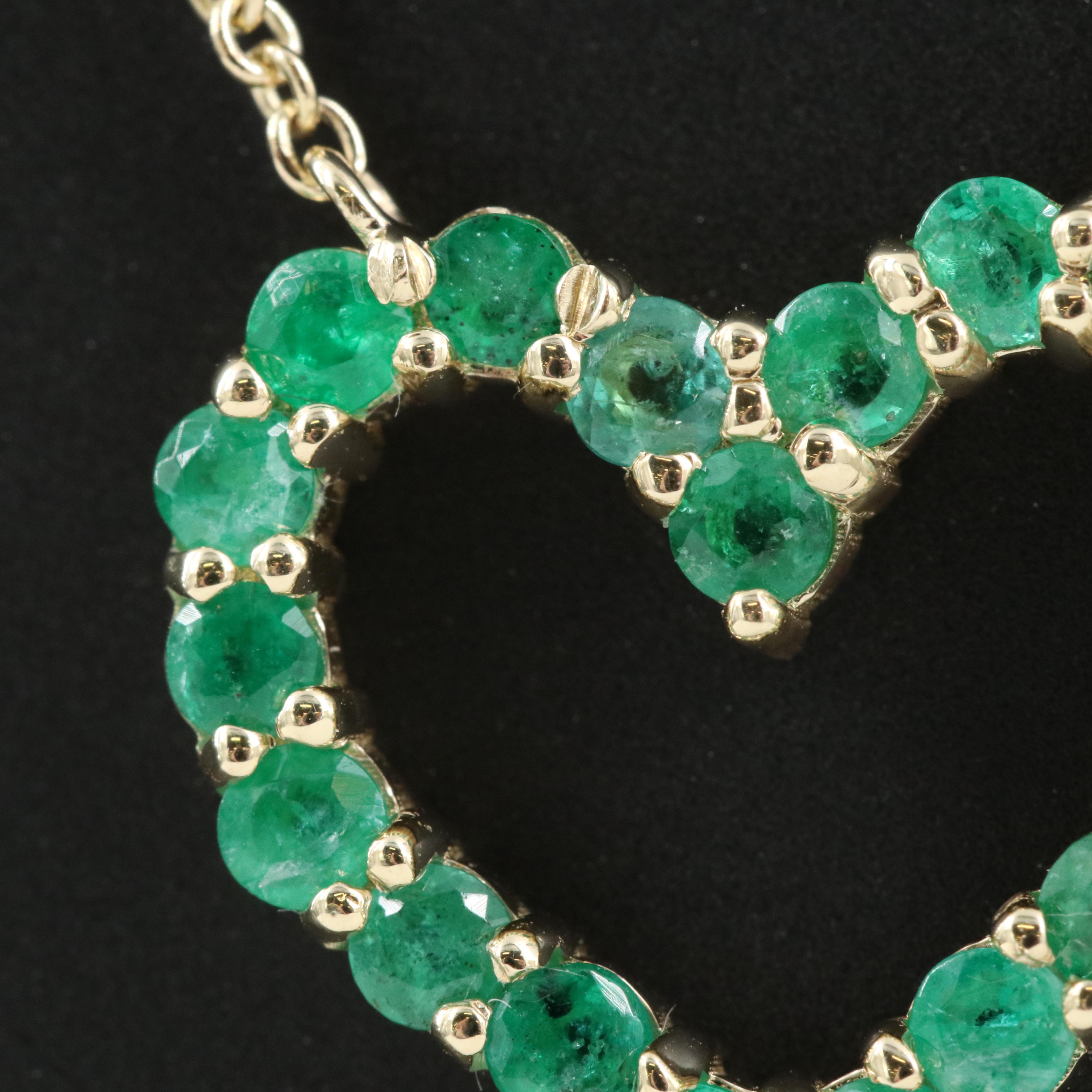14K Emerald Heart Pendant Necklace