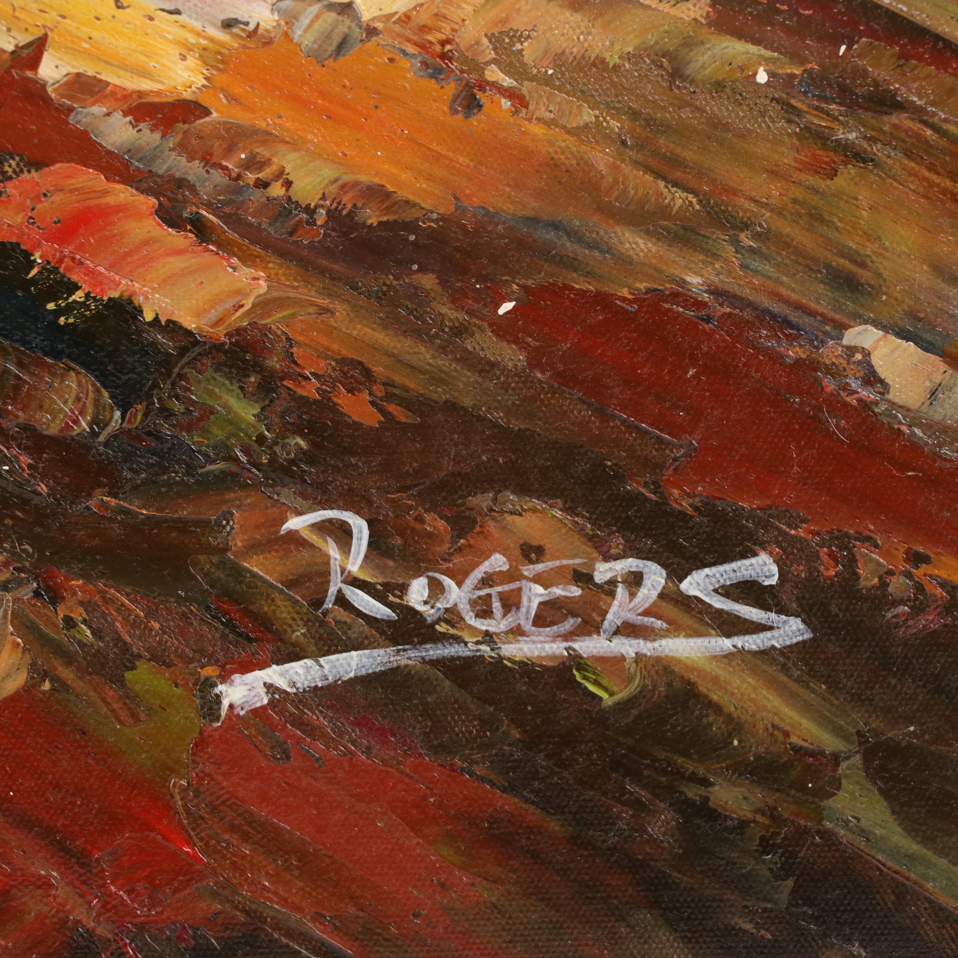 Rogers Oil Painting of Horse Race with Jockeys