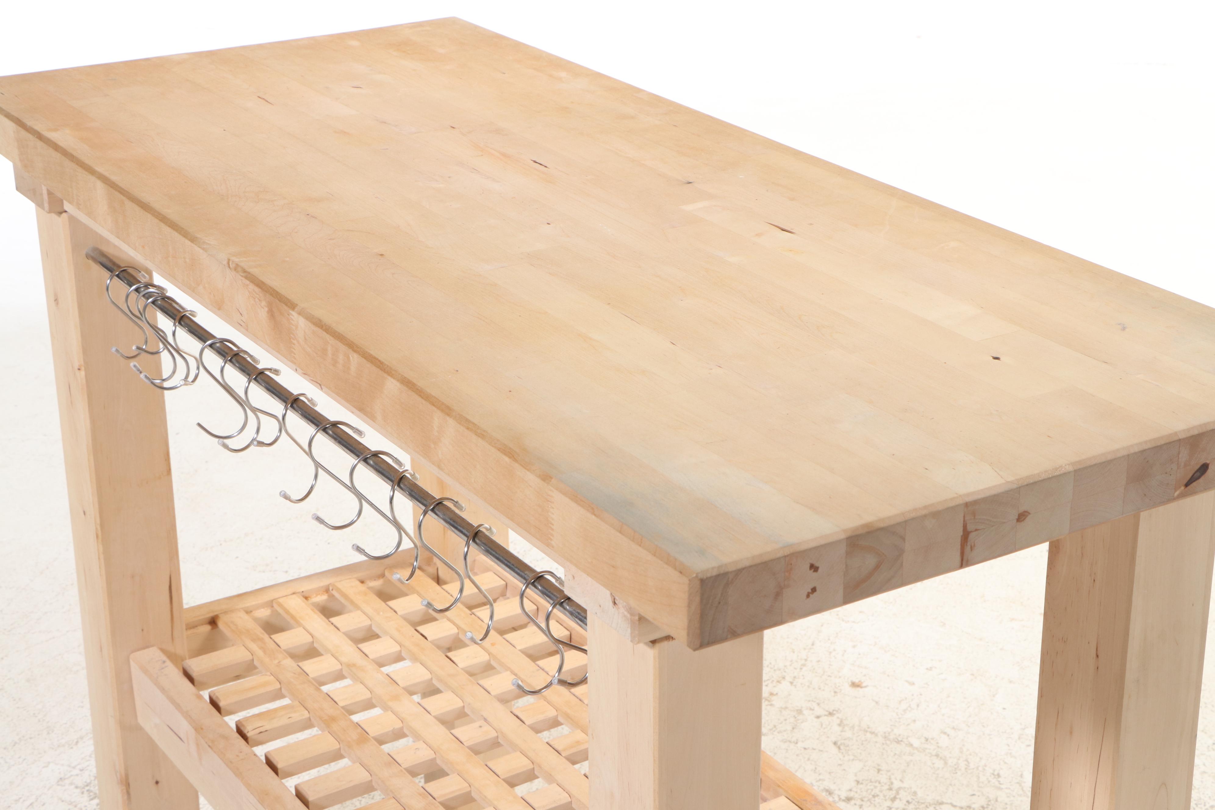 IKEA "Groland" Birch and Stainless Steel Kitchen Island