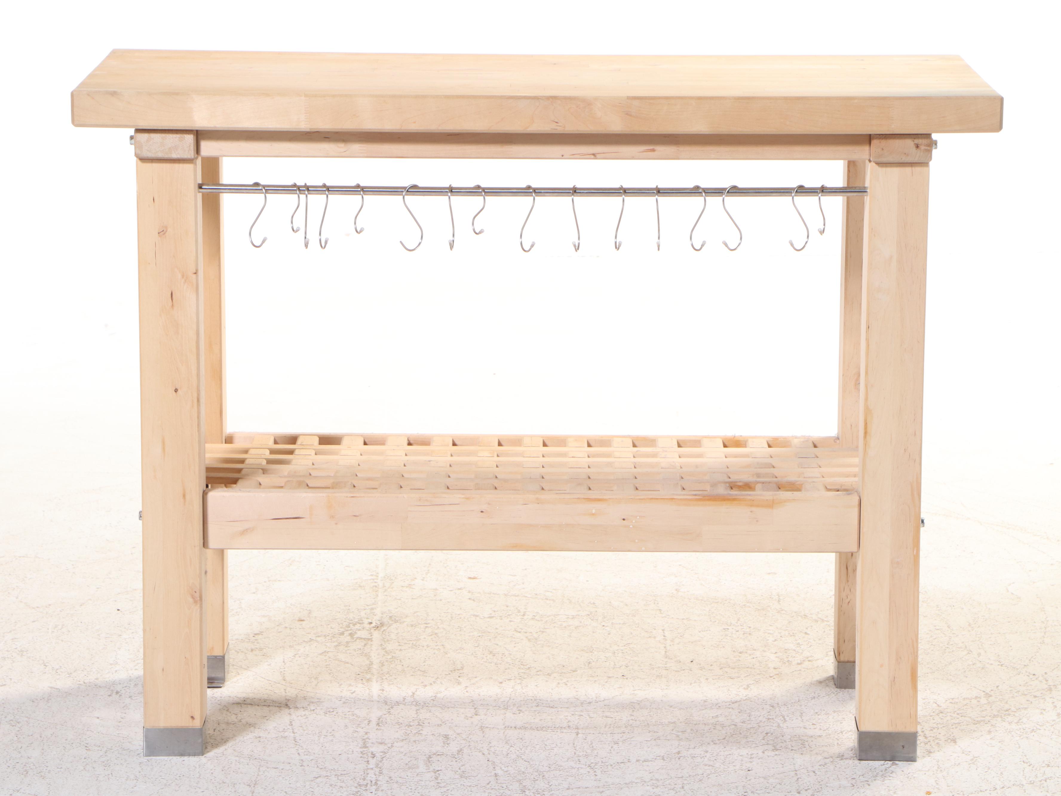 IKEA "Groland" Birch and Stainless Steel Kitchen Island