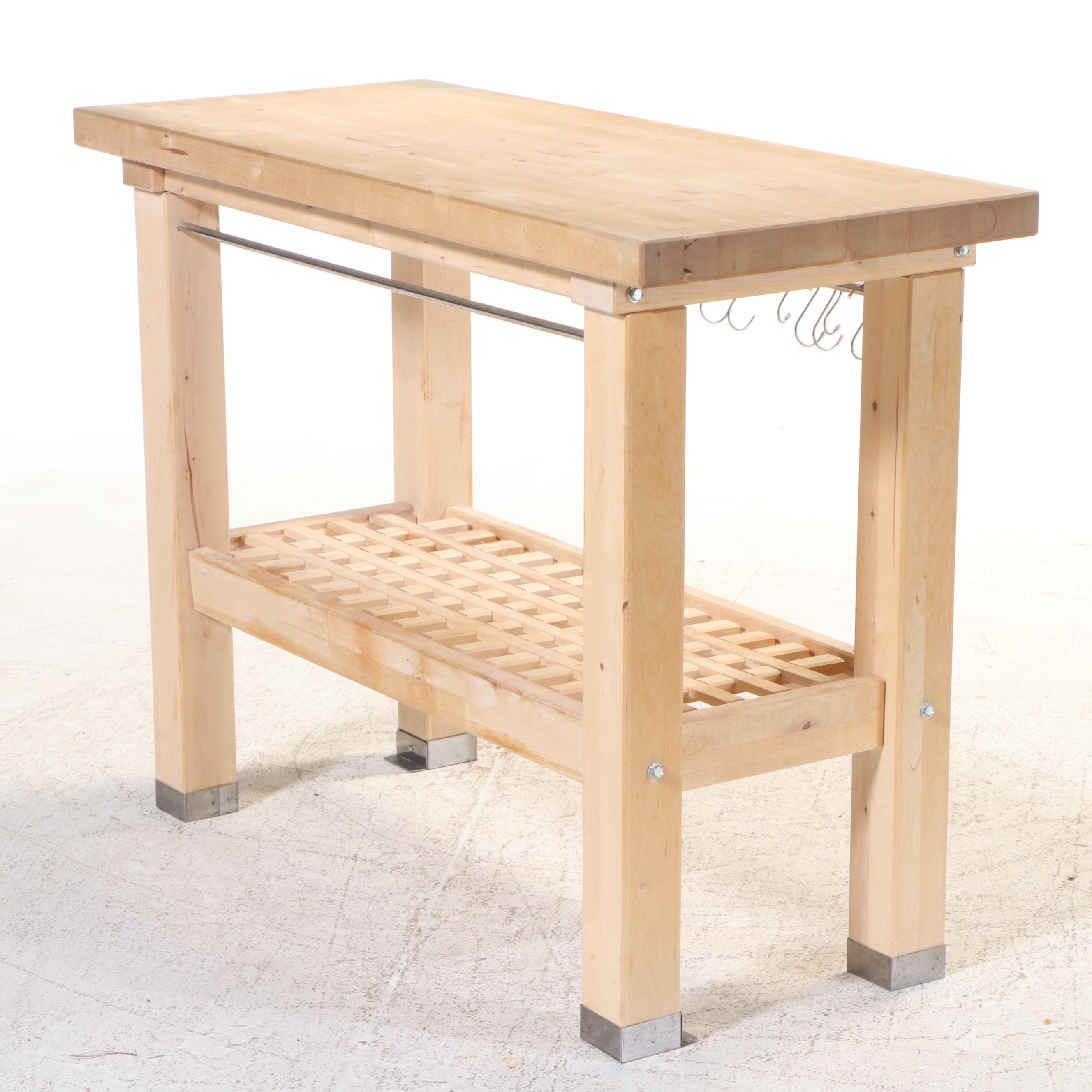 IKEA "Groland" Birch and Stainless Steel Kitchen Island