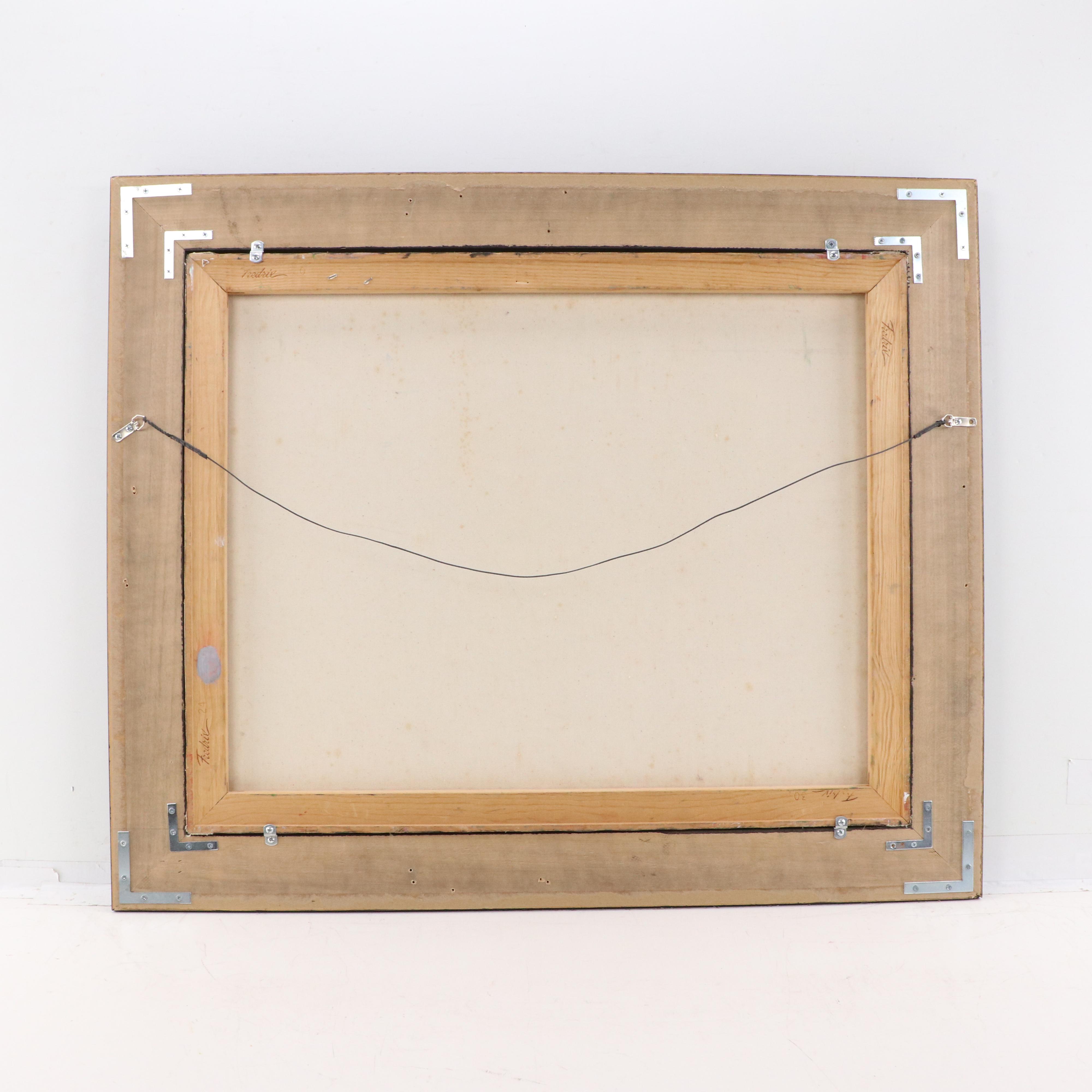 Lorenzo Scott Outsider Art Oil Painting of Genre Scene with Figures