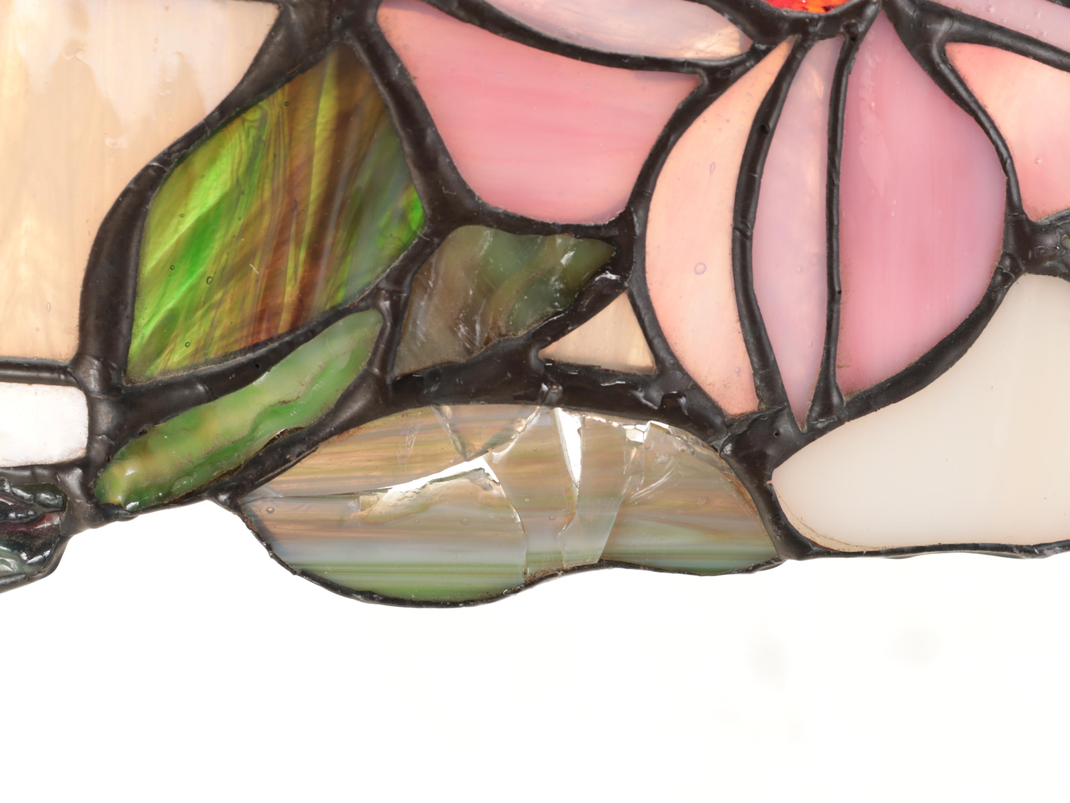 Dale Tiffany Slag Glass Floral Lamp Shade With Other Pendant Lamp and Shade