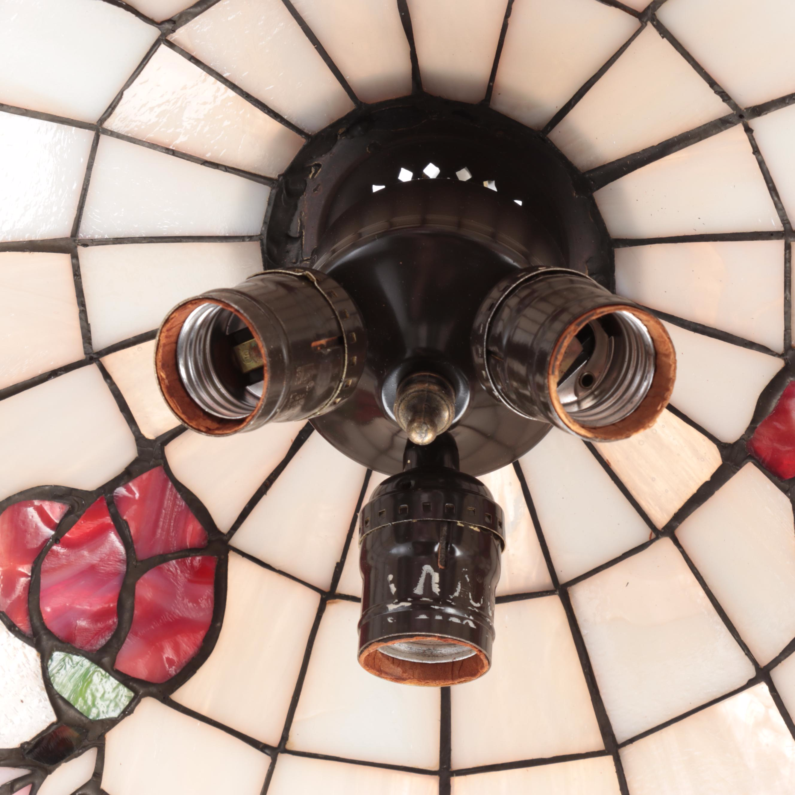 Dale Tiffany Slag Glass Floral Lamp Shade With Other Pendant Lamp and Shade