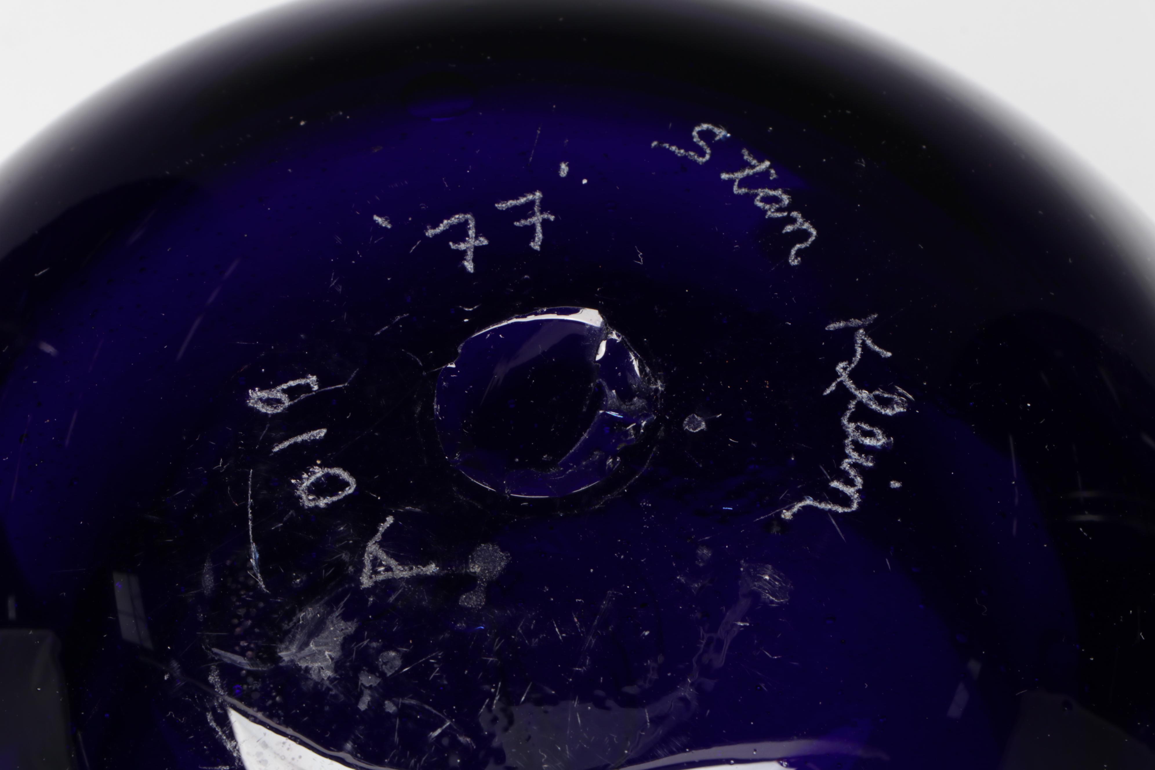 Stan Klein and Mark Rousso Handblown Cobalt Blue and Floral Art Glass Vases