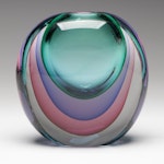 Luigi Onesto Murano Handblown Sommerso Art Glass Vase