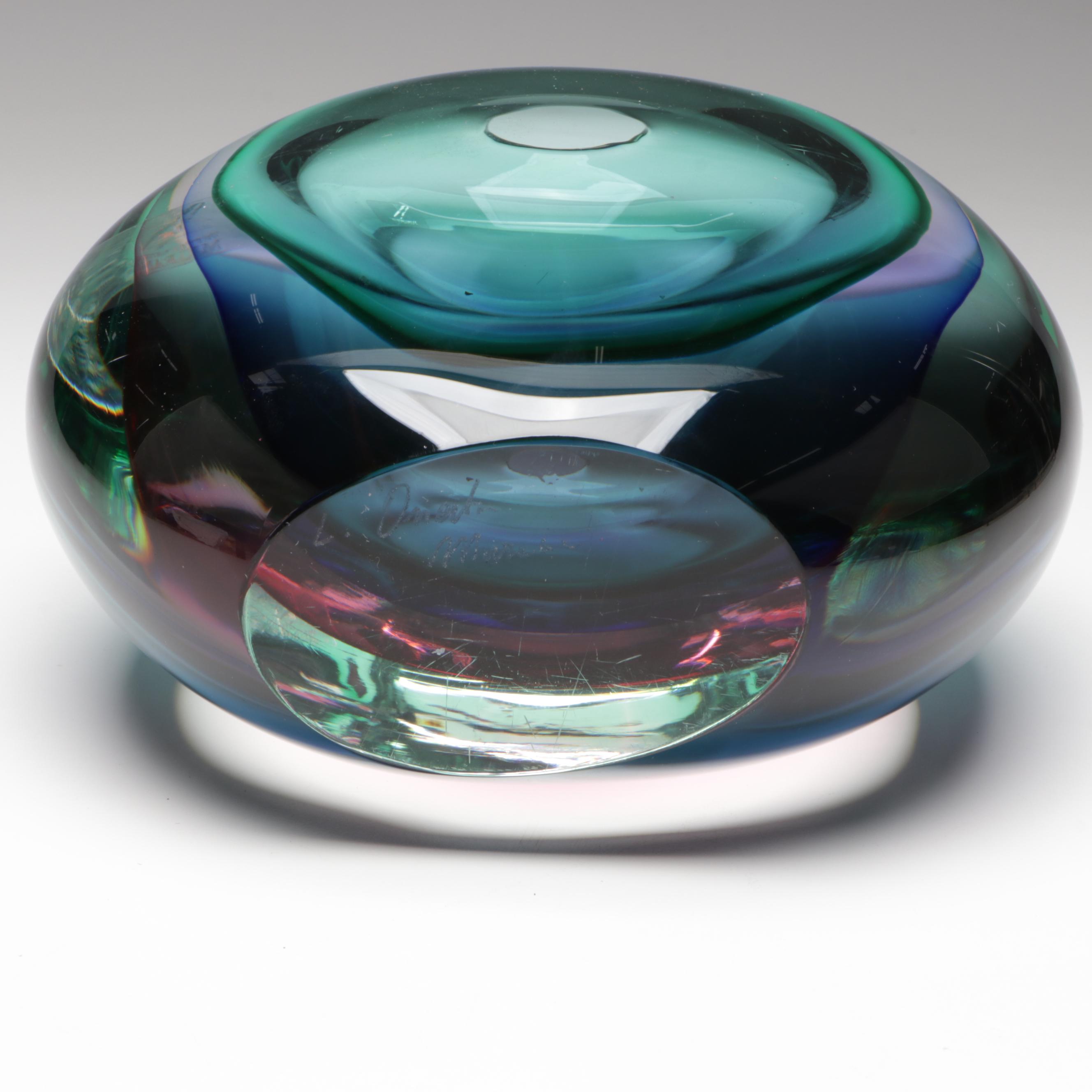 Luigi Onesto Murano Handblown Sommerso Art Glass Vase