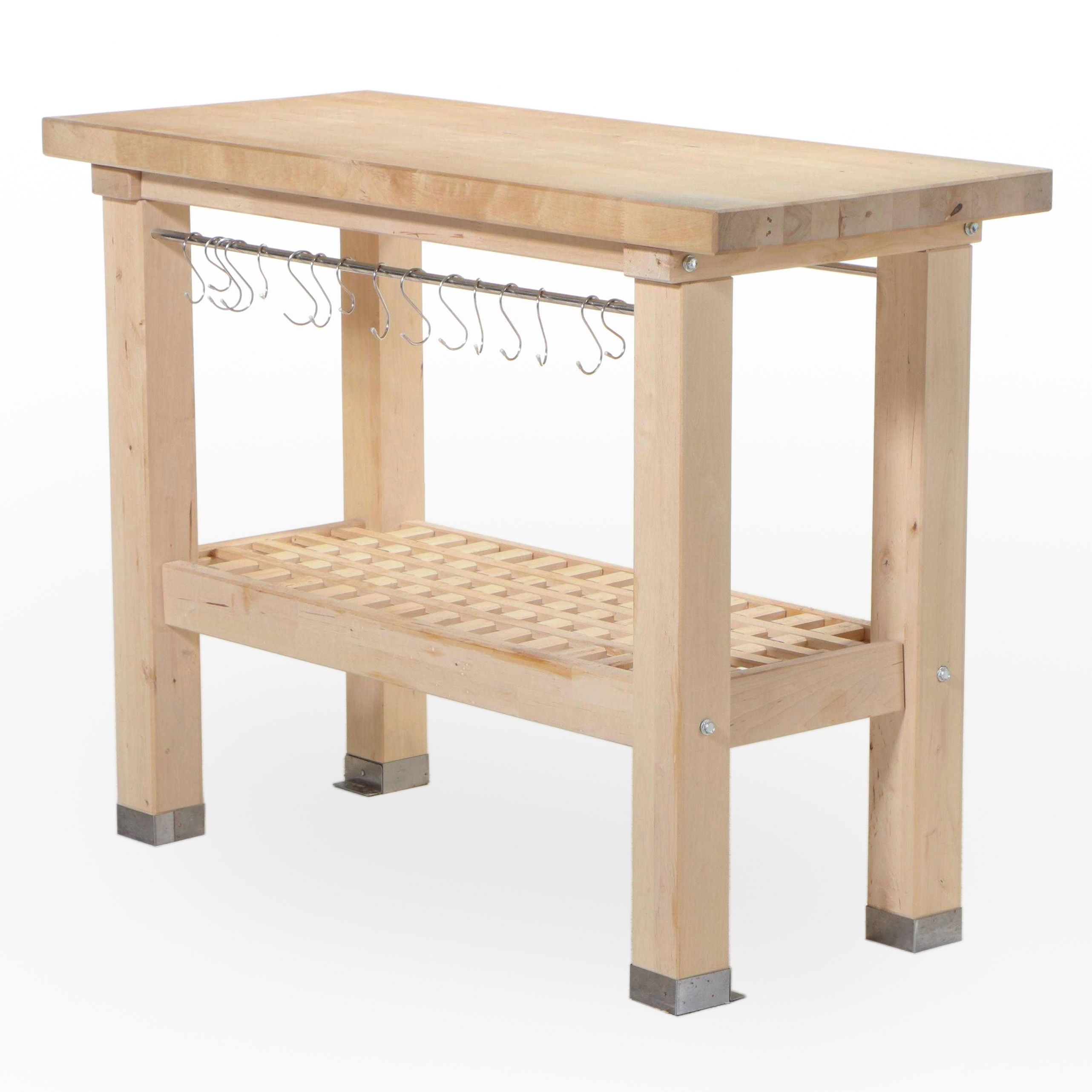 IKEA "Groland" Birch and Stainless Steel Kitchen Island