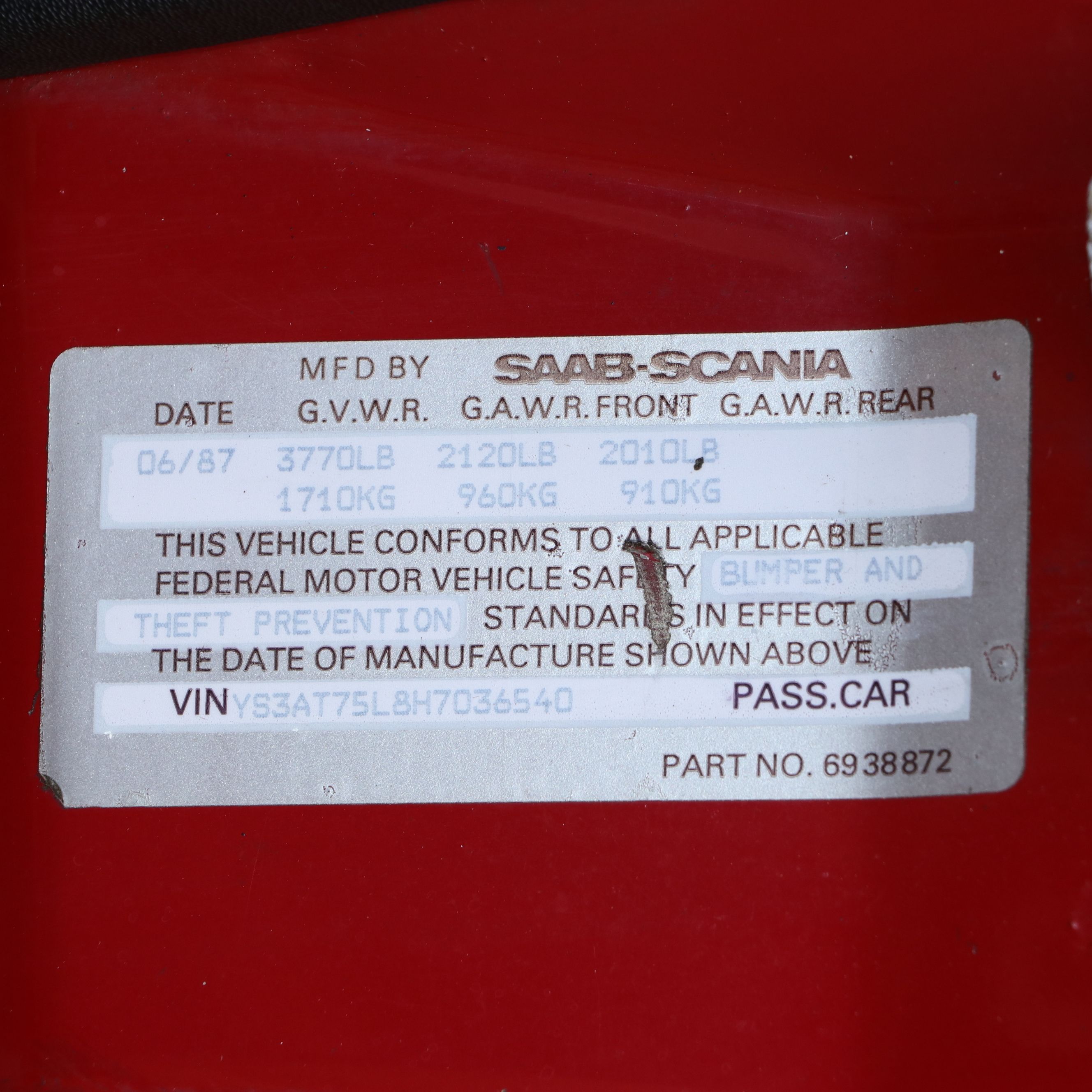 1987 SAAB 900 Turbo Convertible