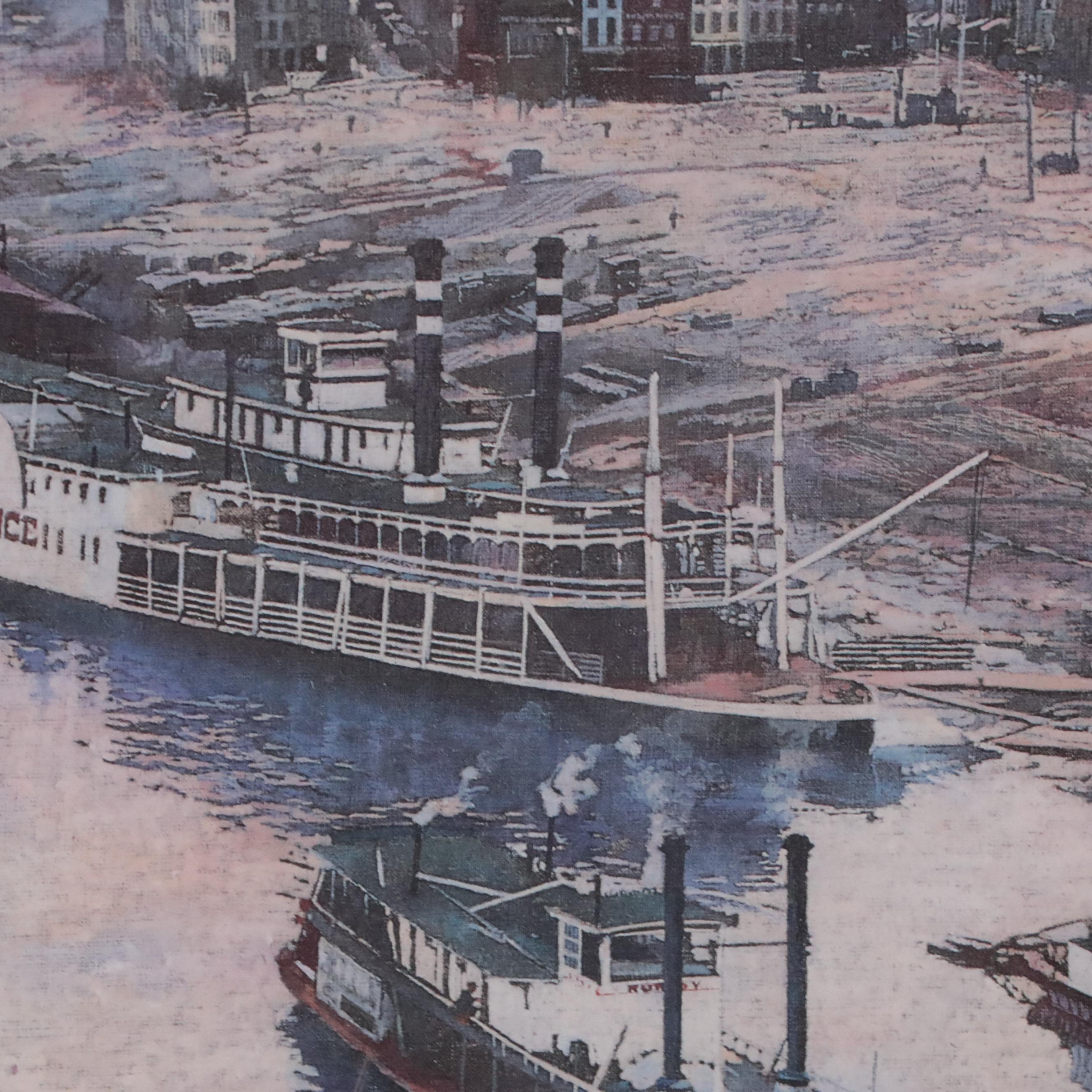 Offset Lithograph of Cincinnati Riverfront Scene