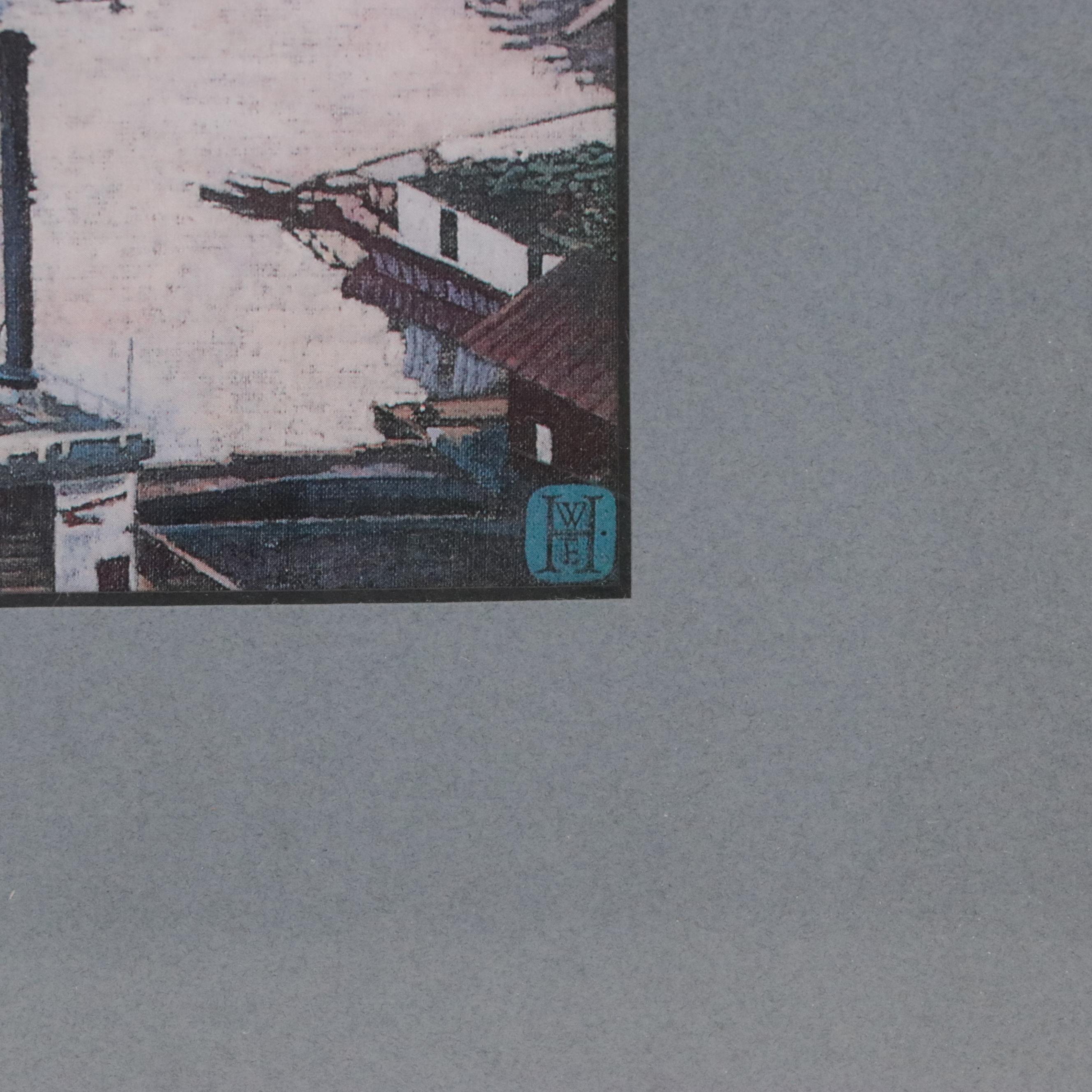 Offset Lithograph of Cincinnati Riverfront Scene