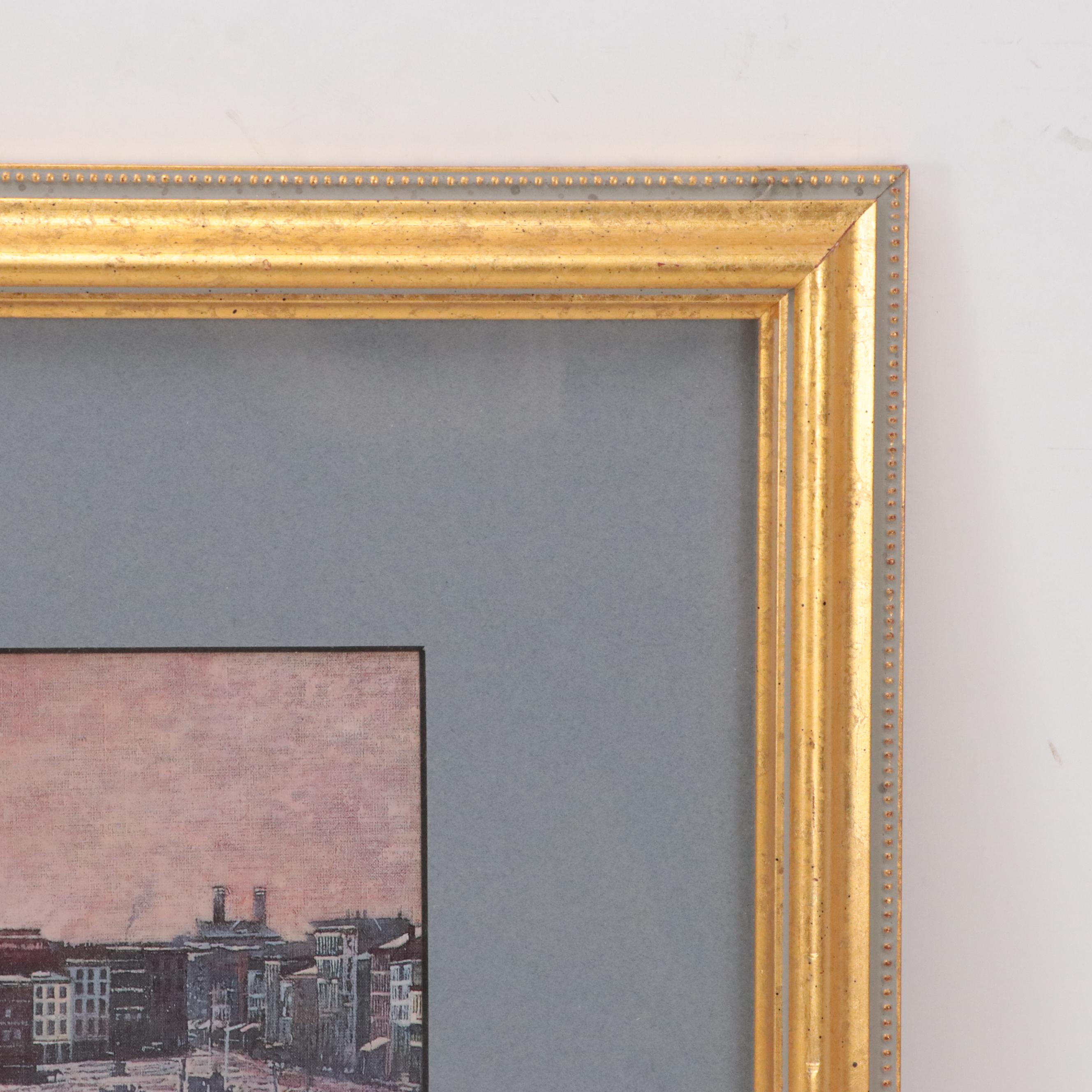 Offset Lithograph of Cincinnati Riverfront Scene