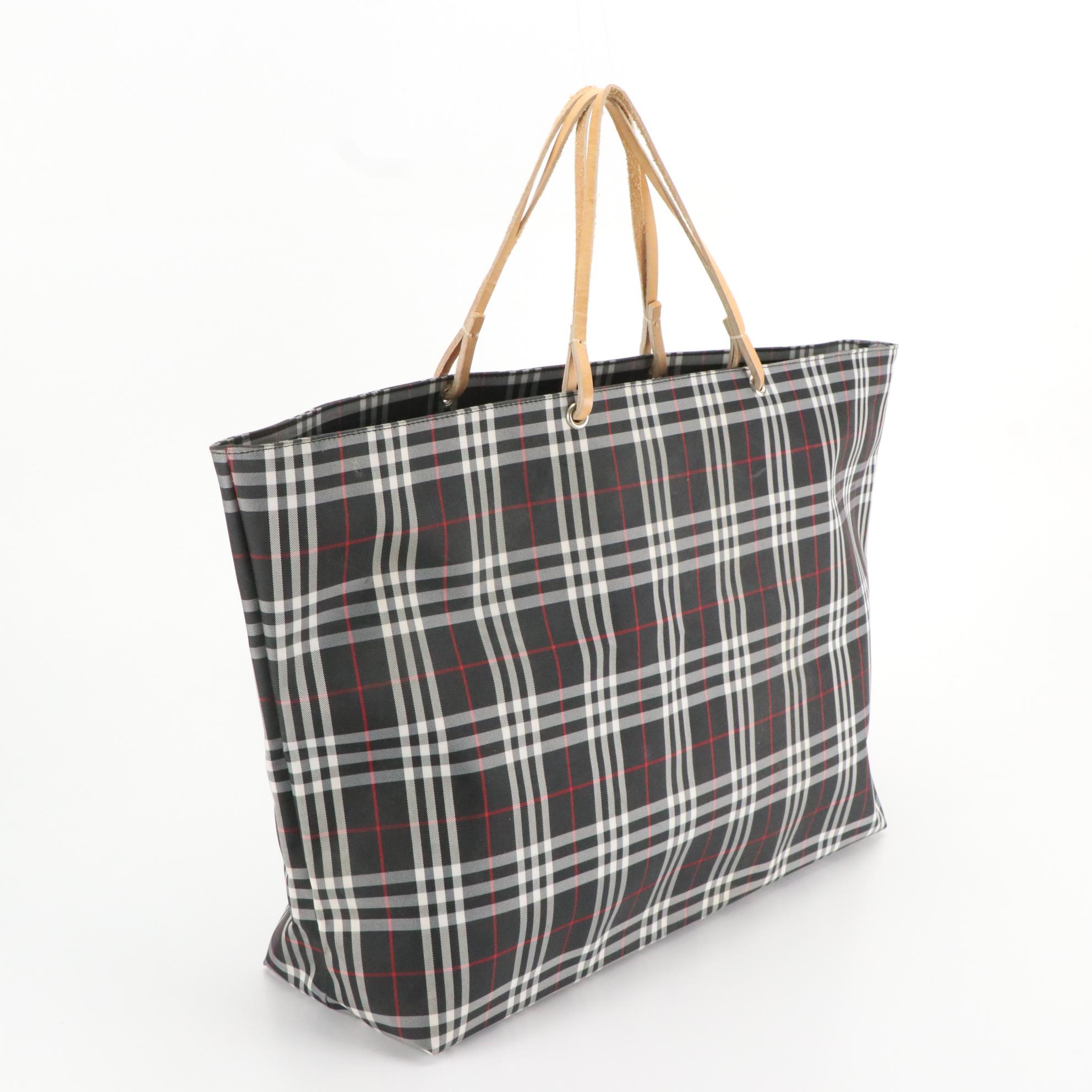 Burberry Blue Check Nylon Tote