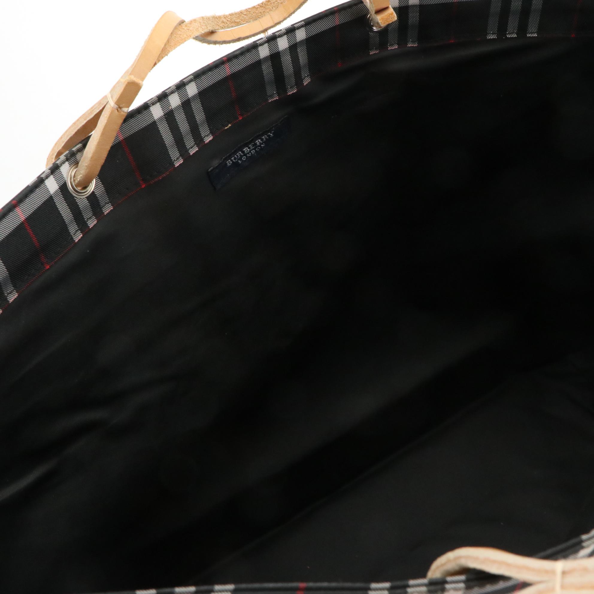 Burberry Blue Check Nylon Tote