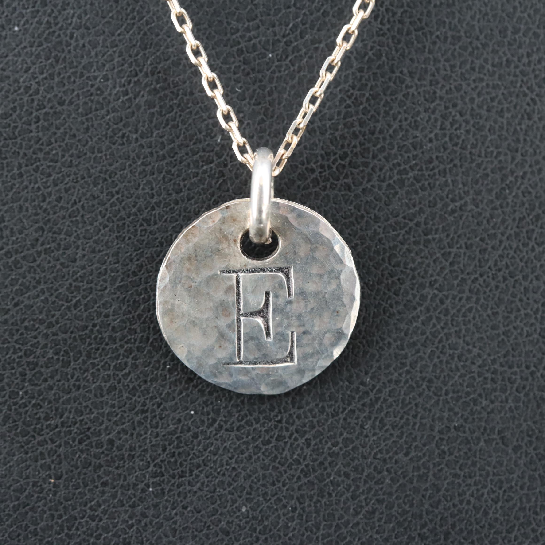 Sterling "E" Initial Pendant Necklace