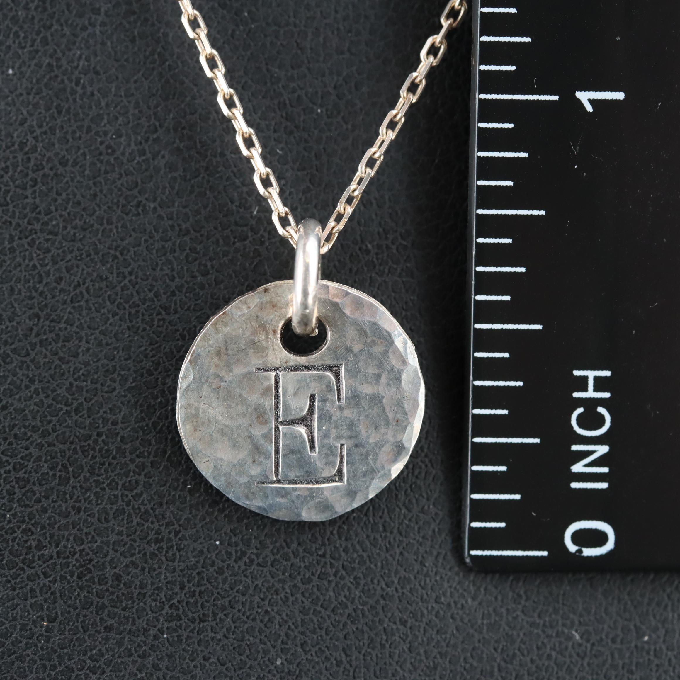 Sterling "E" Initial Pendant Necklace
