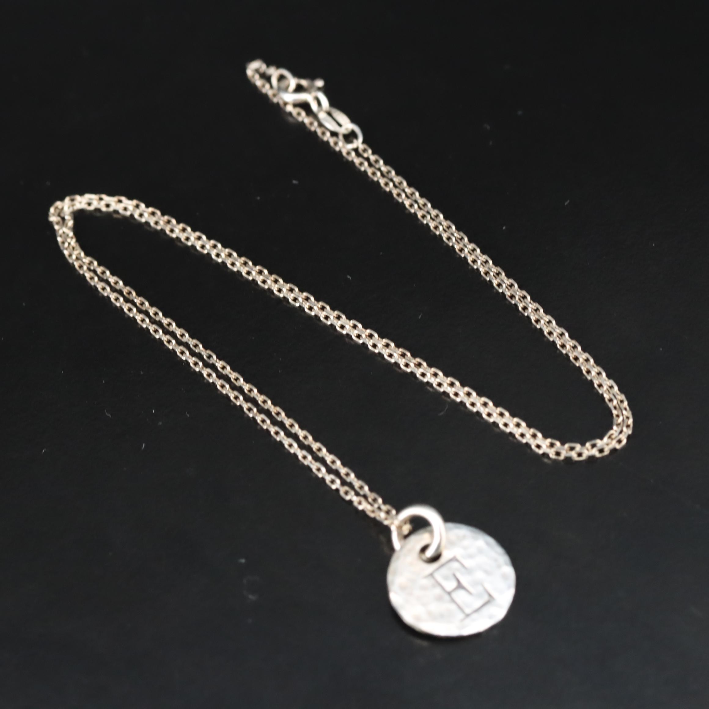 Sterling "E" Initial Pendant Necklace