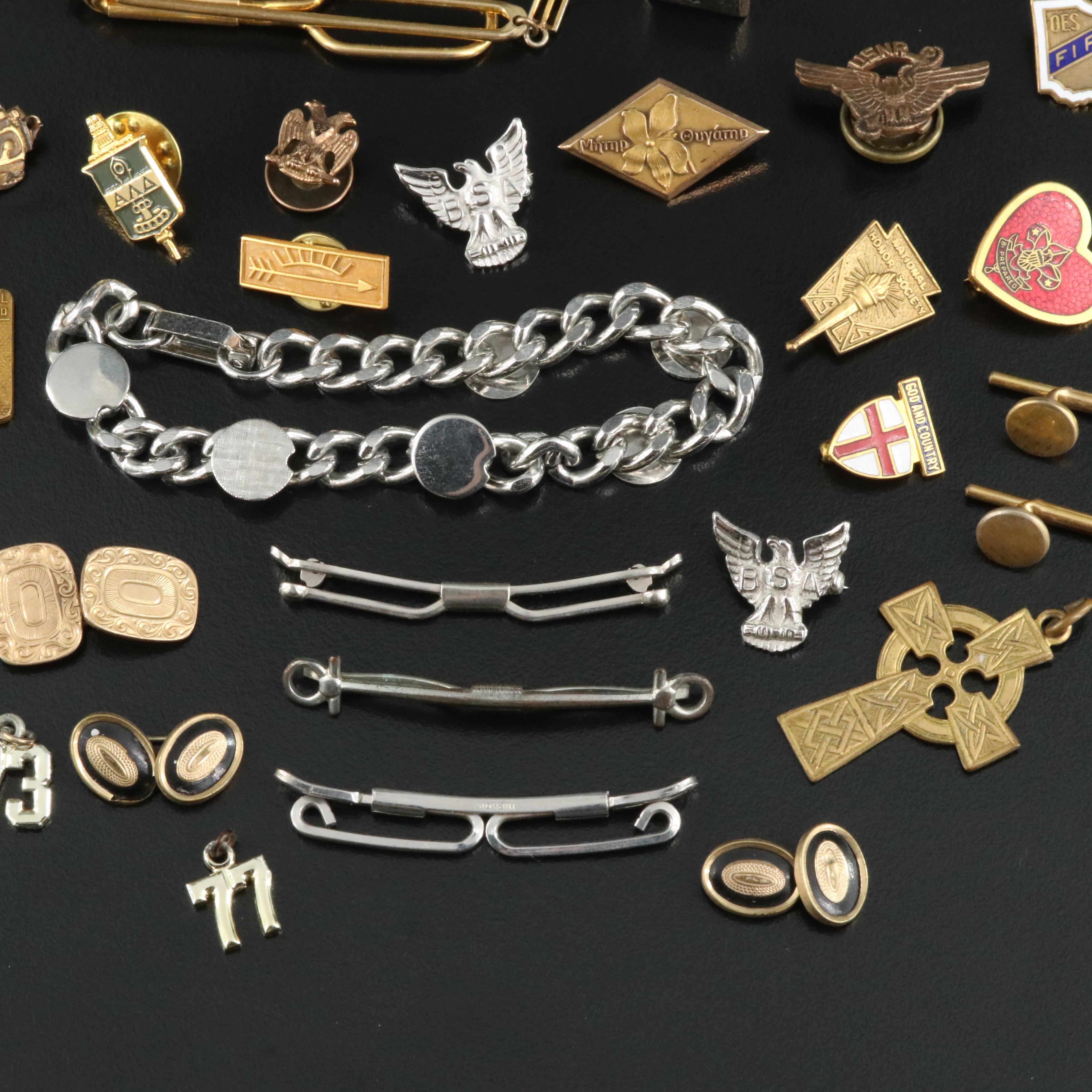 10K Pins & Norwegian Elvik & Co. Sterling Cufflinks Featured in Vintage Jewelry