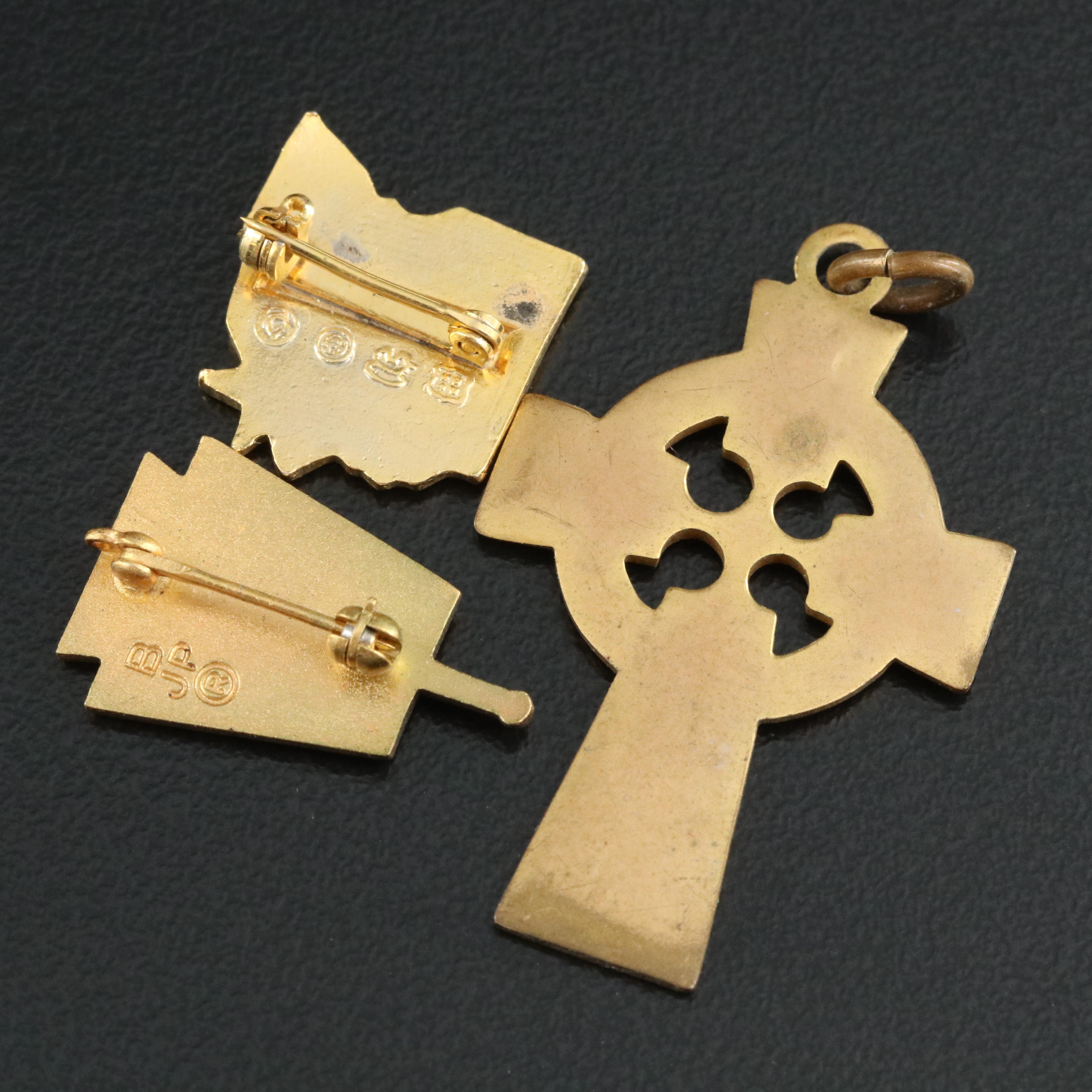 10K Pins & Norwegian Elvik & Co. Sterling Cufflinks Featured in Vintage Jewelry