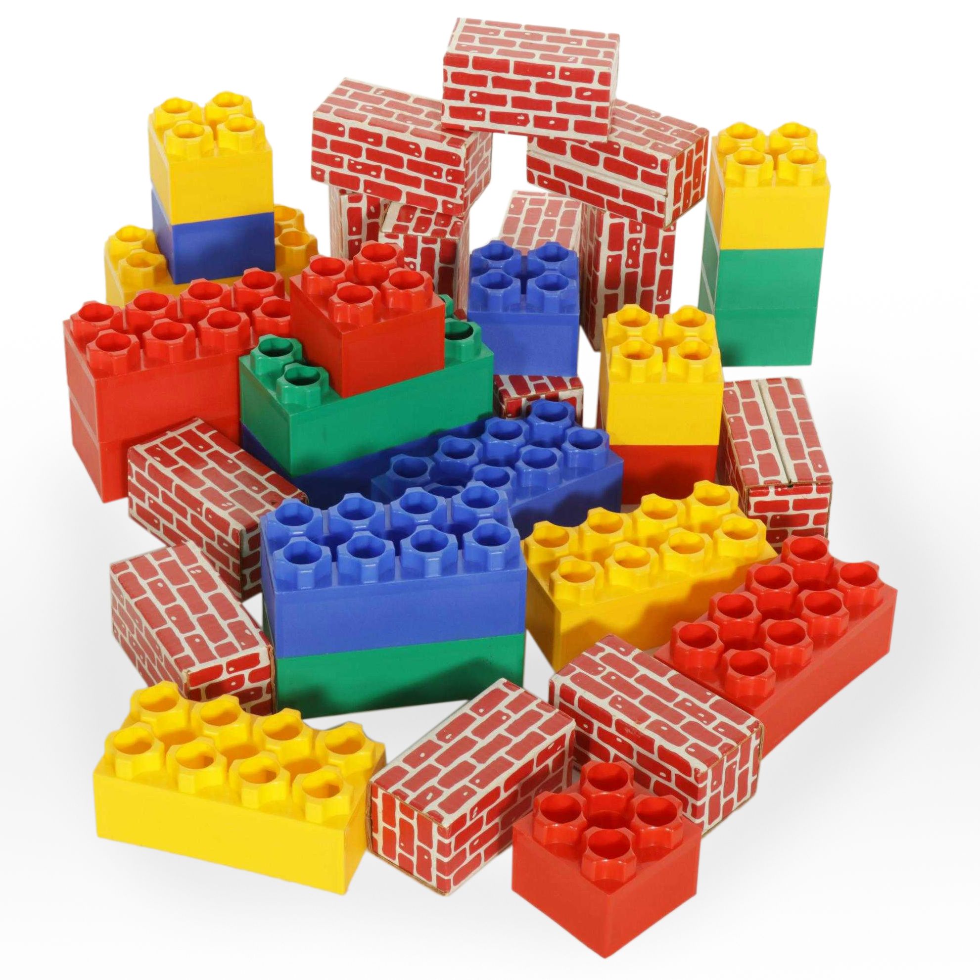 Brik Large Plastic Building Blocks with Printed Brick Cardboard Blocks