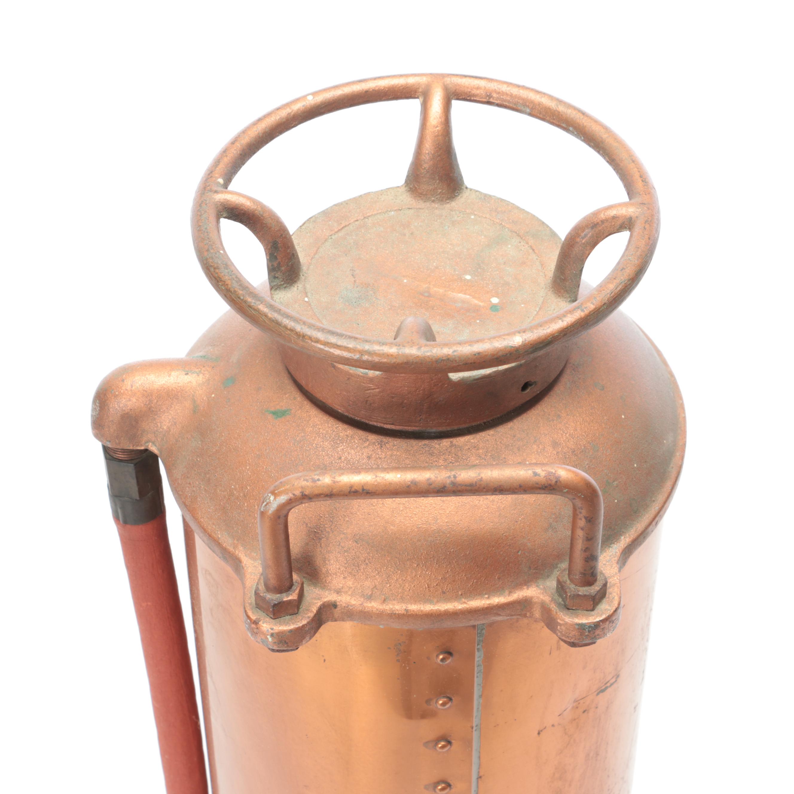 Phister Soda-Acid Copper Fire Extinguisher, Early 20th Century