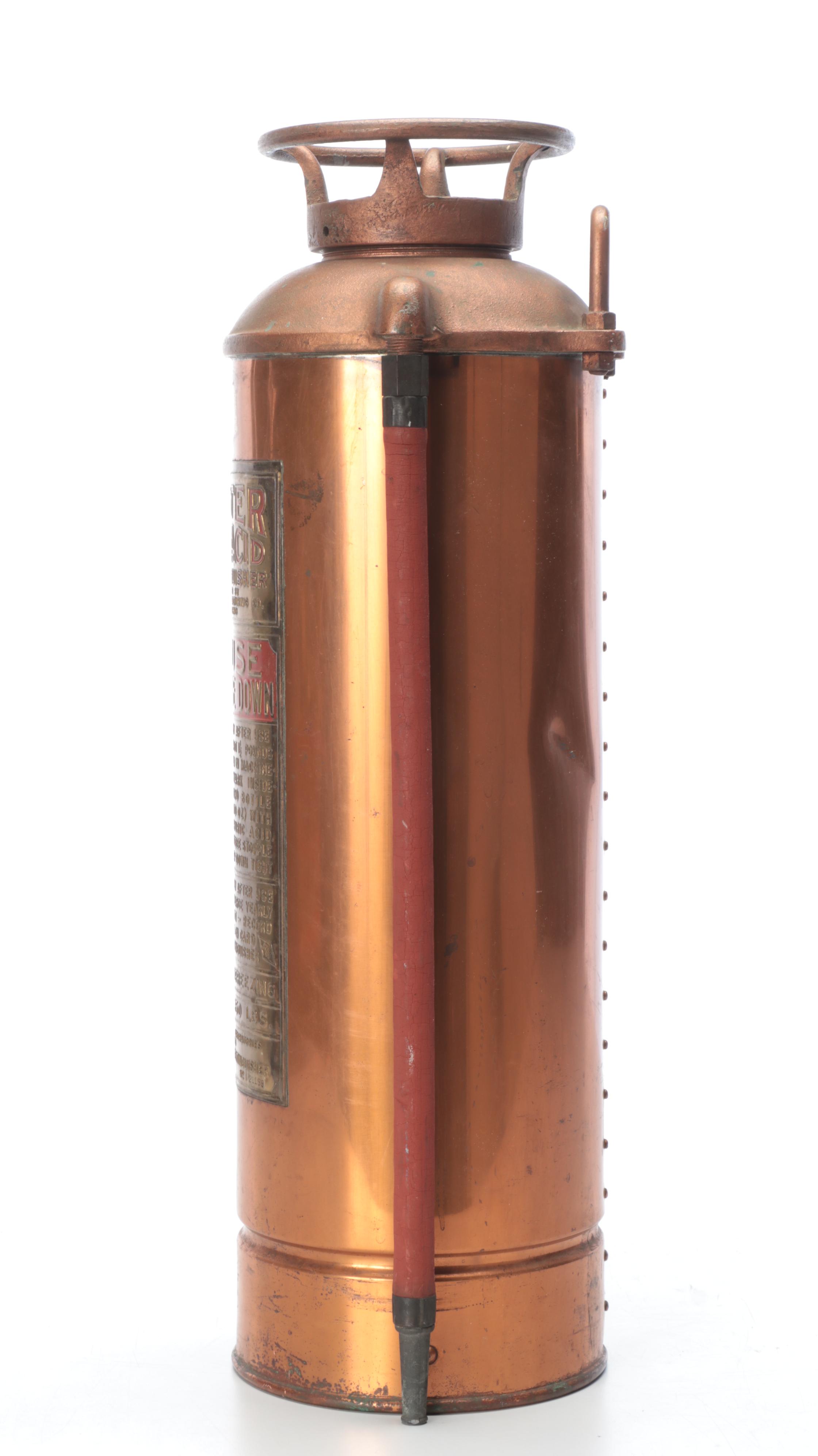 Phister Soda-Acid Copper Fire Extinguisher, Early 20th Century