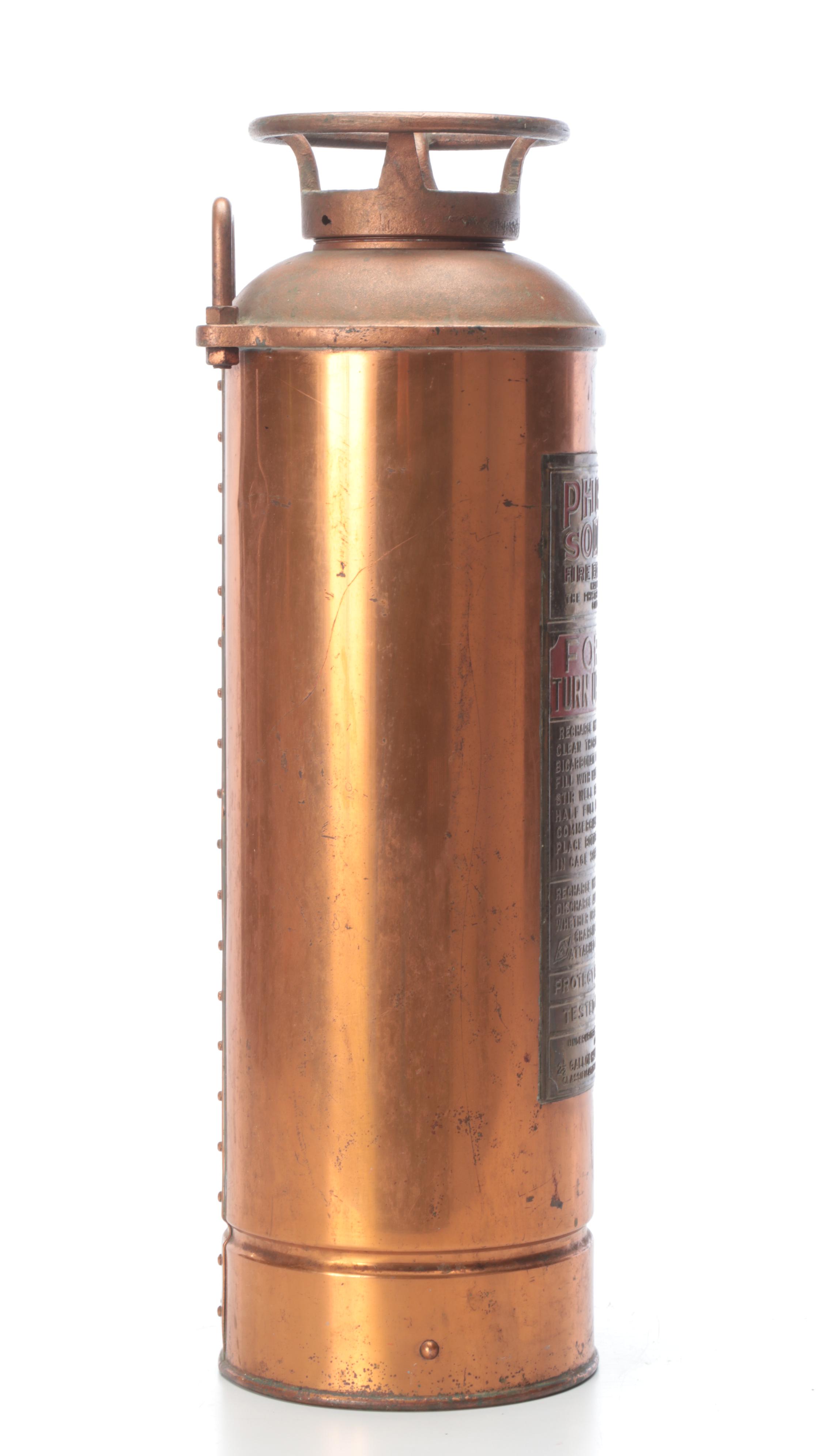 Phister Soda-Acid Copper Fire Extinguisher, Early 20th Century