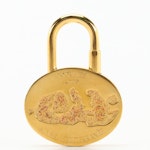 Hermès Anée Méditerranée Gold Tone Lock Bag Charm in Box