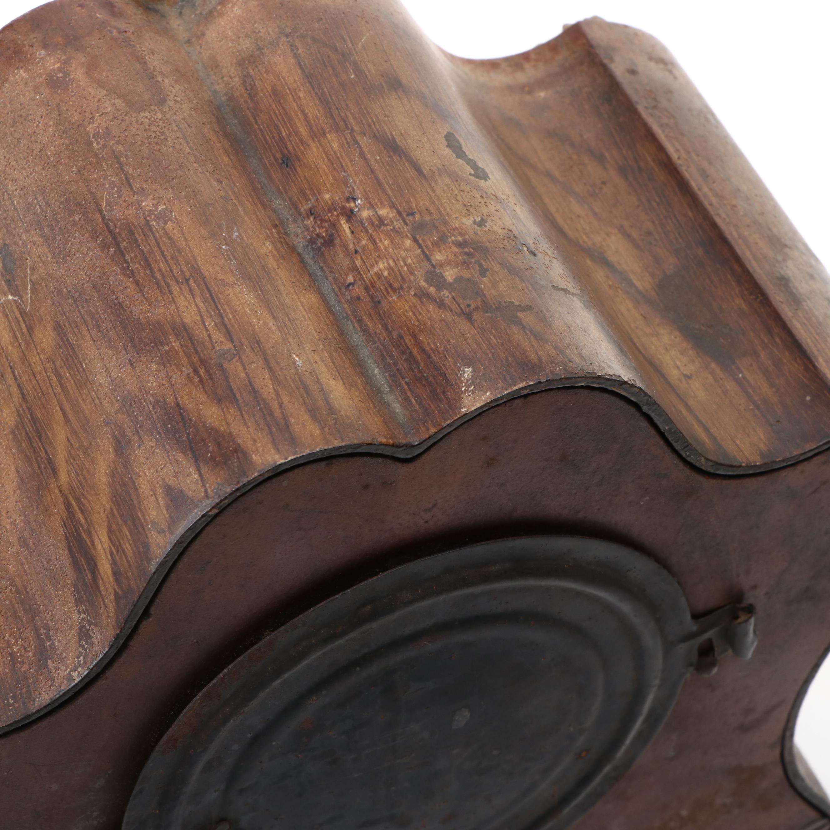 Late Victorian Ansonia Quarter Sawn Oak Mantel Clock with Brass Accents