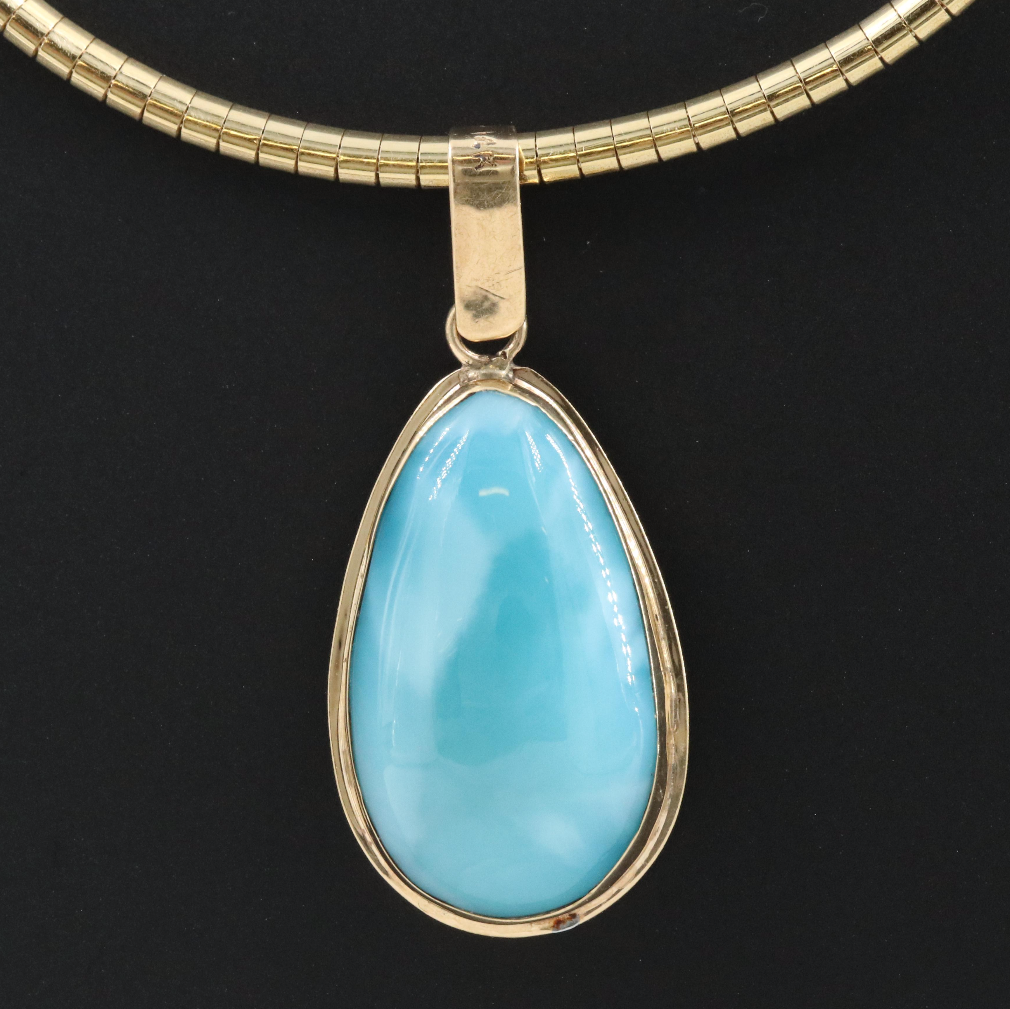 14K Larimar Pendant Necklace