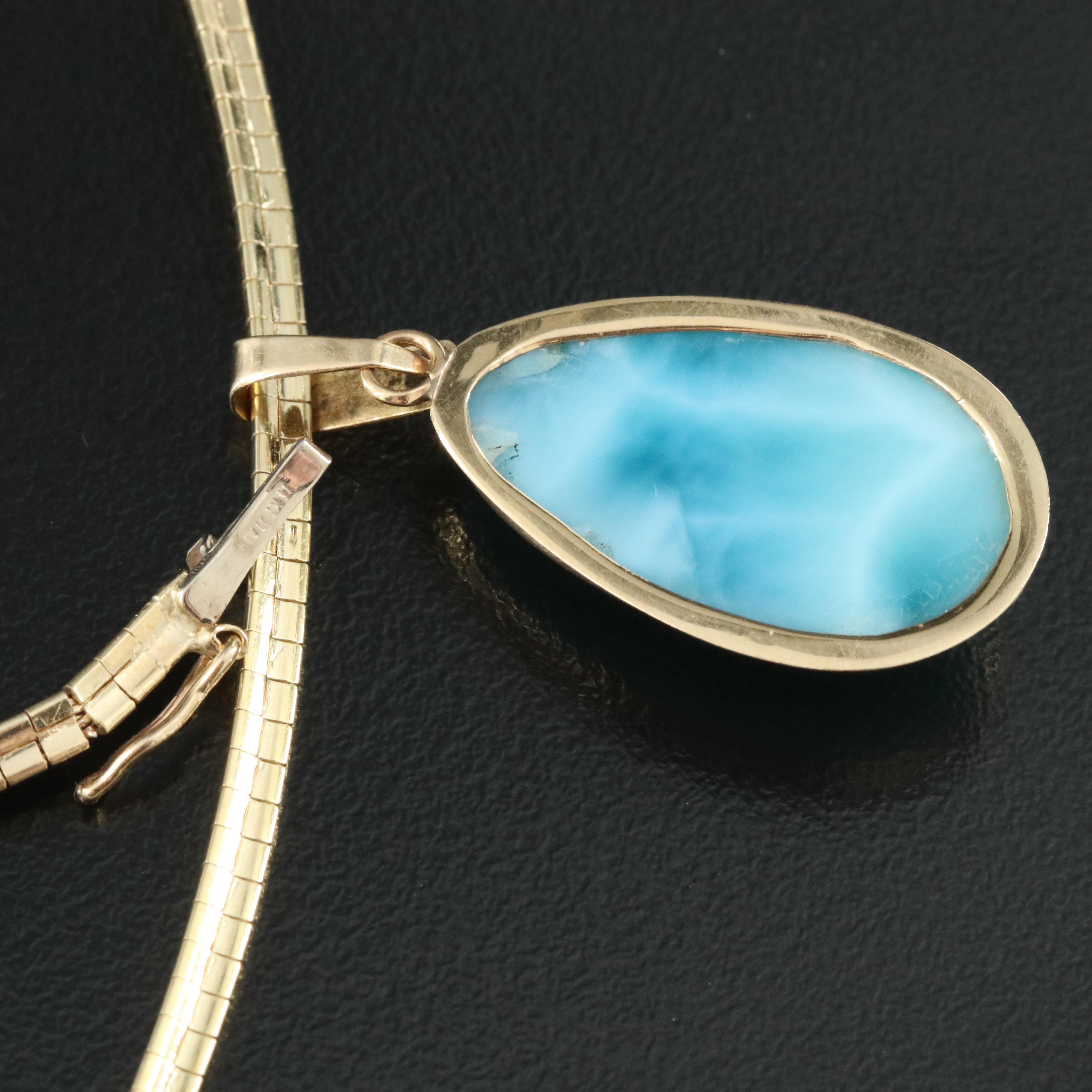 14K Larimar Pendant Necklace