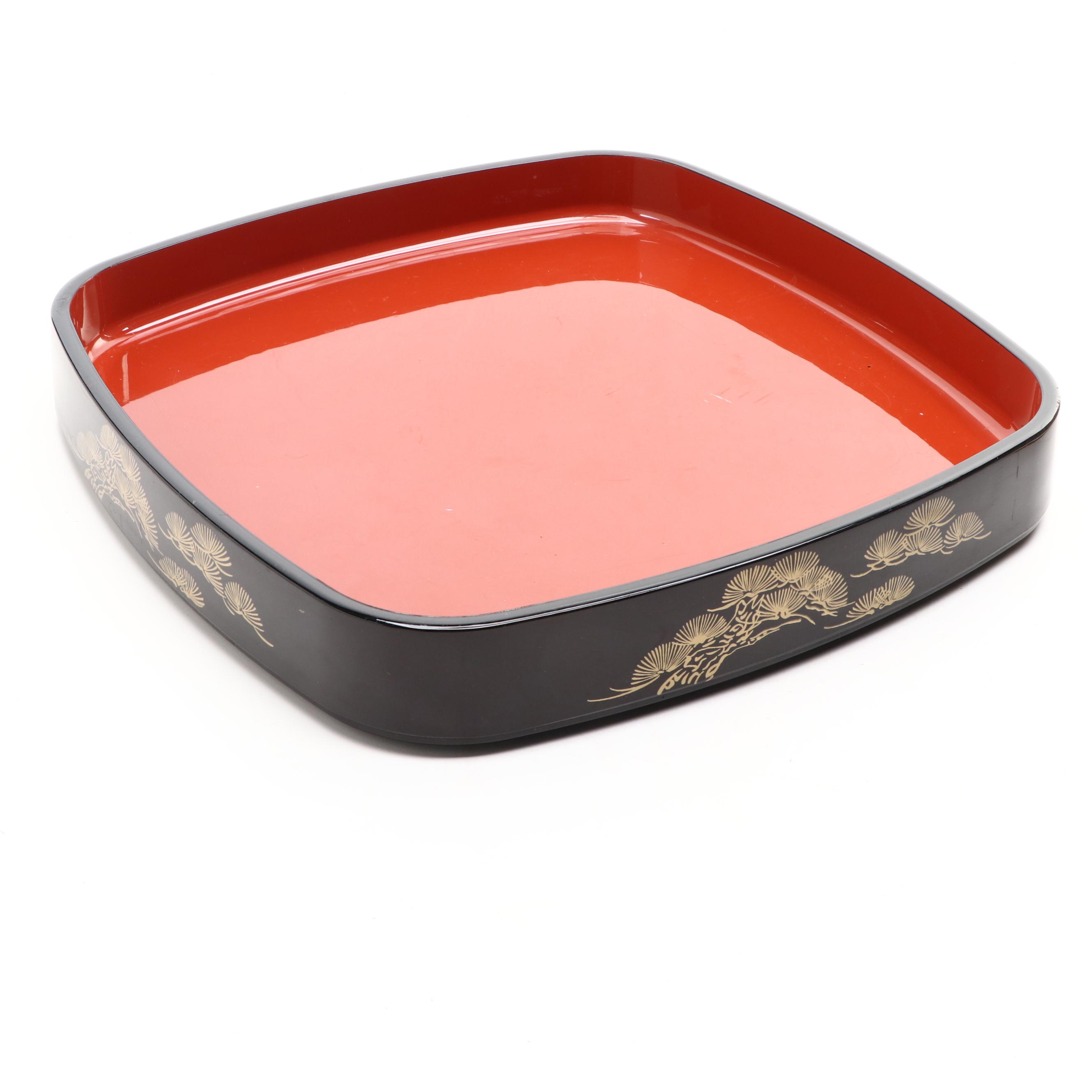 Yamada Heiando Co. Japanese Lacquer Ware Platter and Plates